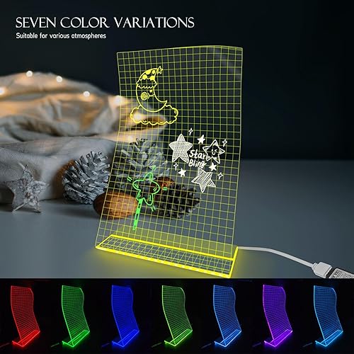 7.8 x 11 pulgadas, luz nocturna artística moderna, 16 cambios de color, música activada por sonido, control remoto, control remoto, 7 bolígrafos de