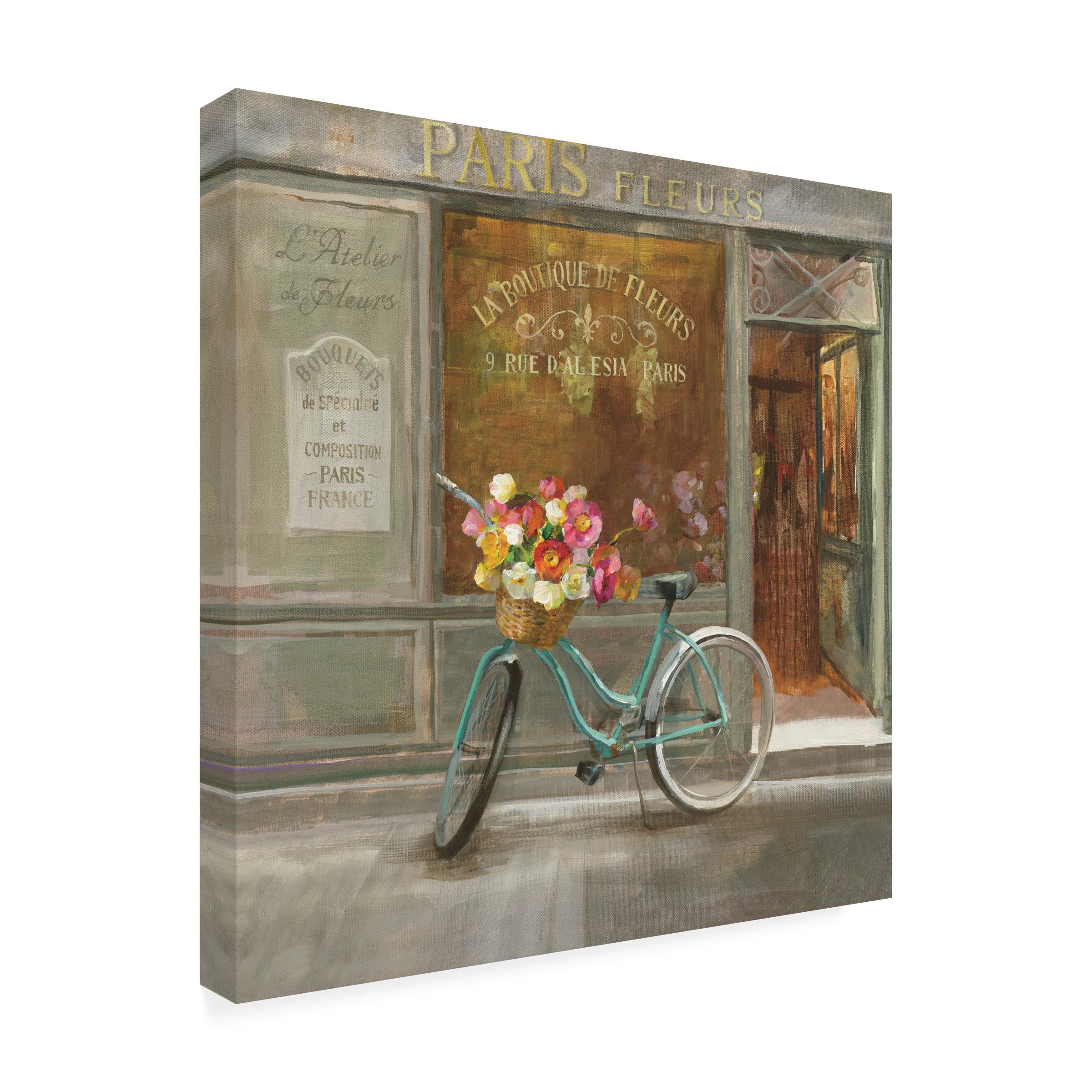 Wrapped Canvas Wall Art - Danhui NAI 'French Flower Shop V2' Wall Art for Living Room, Bedroom, or Office Décor - 14x14
