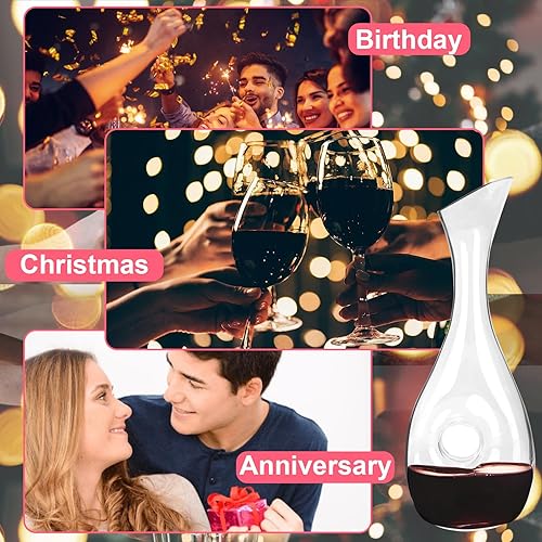 Miniatura 7 de Decantador de vino, jarra de vino tinto de 1.2L, regalos de vino, aireador de vino de cristal