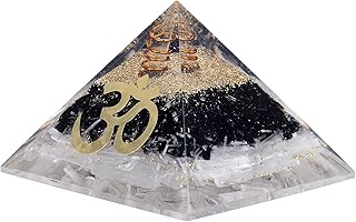 Opulent Crystals - Cleanse & Protect ORGONITE Pyramid - Selenite & Black Tourmaline Crystals w/Clear Quartz Energy Point Reiki Charged Energy Crown Chakra Healing Meditation