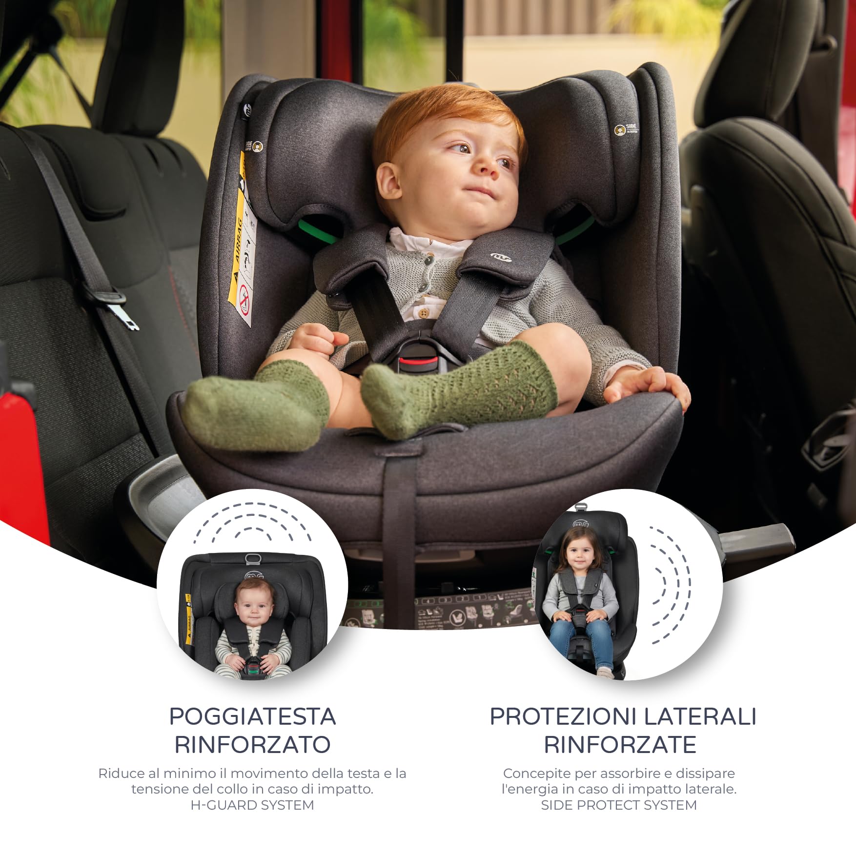 MS BabyWorld – DENVER e CAPRI – Seggiolino auto I-Size Gruppo 0/1/2/3 | 40-150 cm | Isofix e Top Tether | Dalla nascita ai 12 anni (0-36 kg) | Senso contrario di marcia fino a 18 kg | Universale 360º