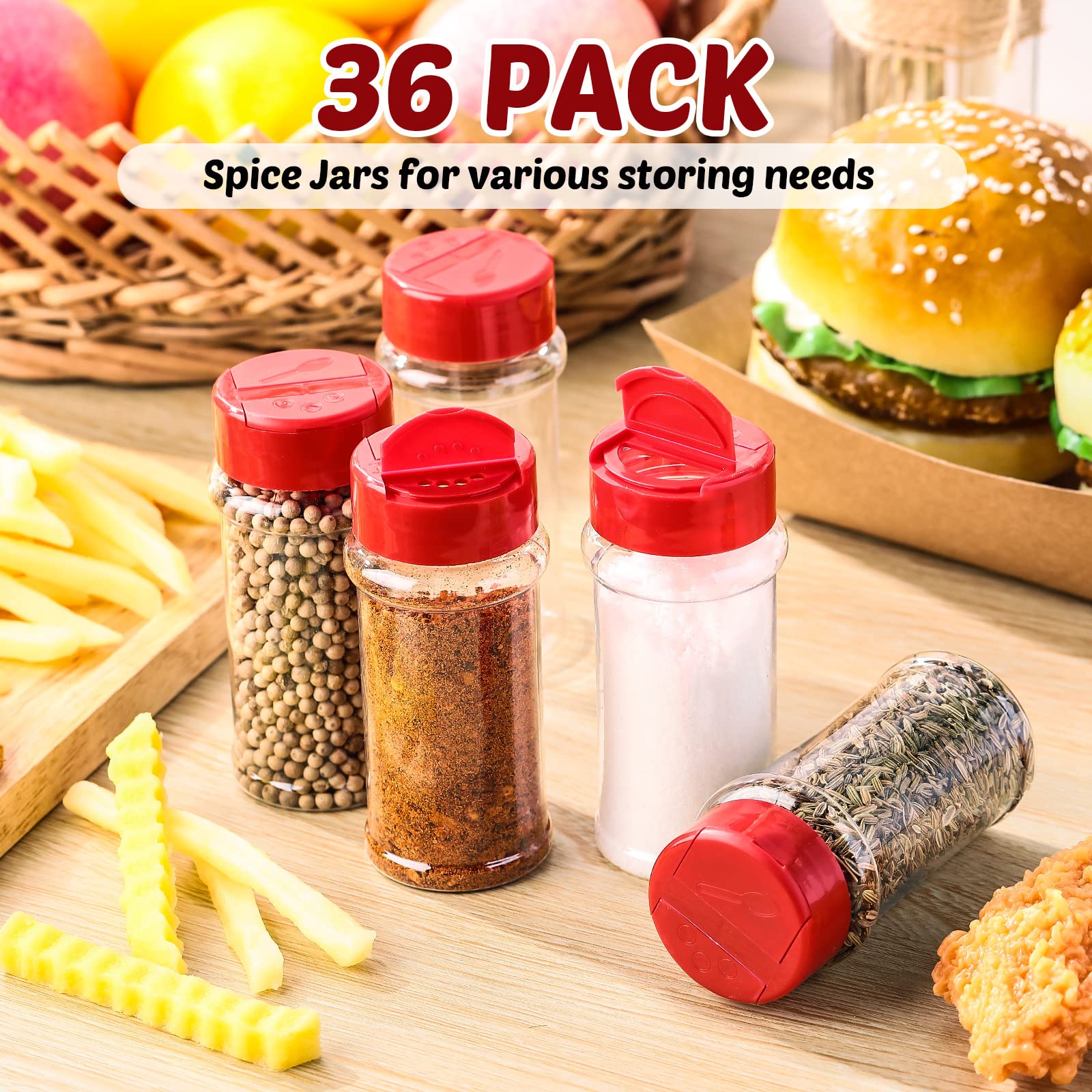 Eccliy 36 Pack 3 Oz Clear Plastic Spice Jars
