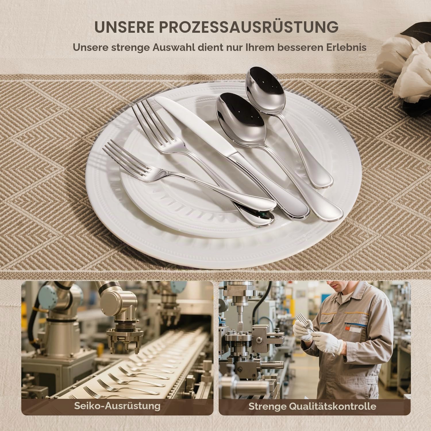 HIKAA Besteck Set 6 Personen, 30-Teiliges 18/10 Edelstahl-Besteckset