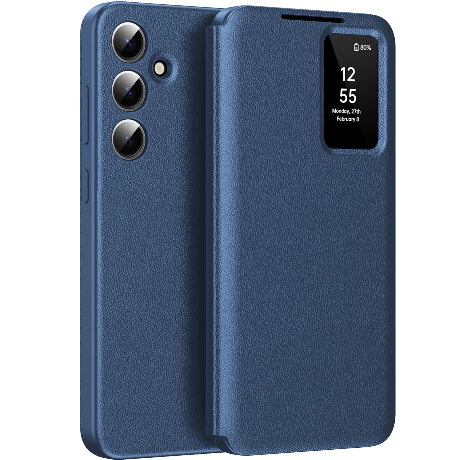 Custodia per Samsung A57 Clear View, custodia Smart View, flip Folio Cover a portafoglio, custodia a portafoglio Galaxy A57 Clear View, 360 Full Clap, protezione Case A57 5G (blu)