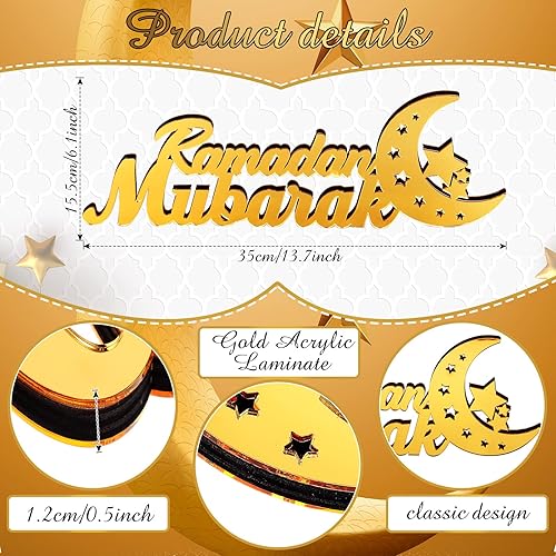 Miniatura 2 de Decoración de mesa islámica Ramadán Mubarak Letrero de Ramadán Kareem Decoración islámica Decoración del Hogar Regalos de Ramadán Letra de Madera