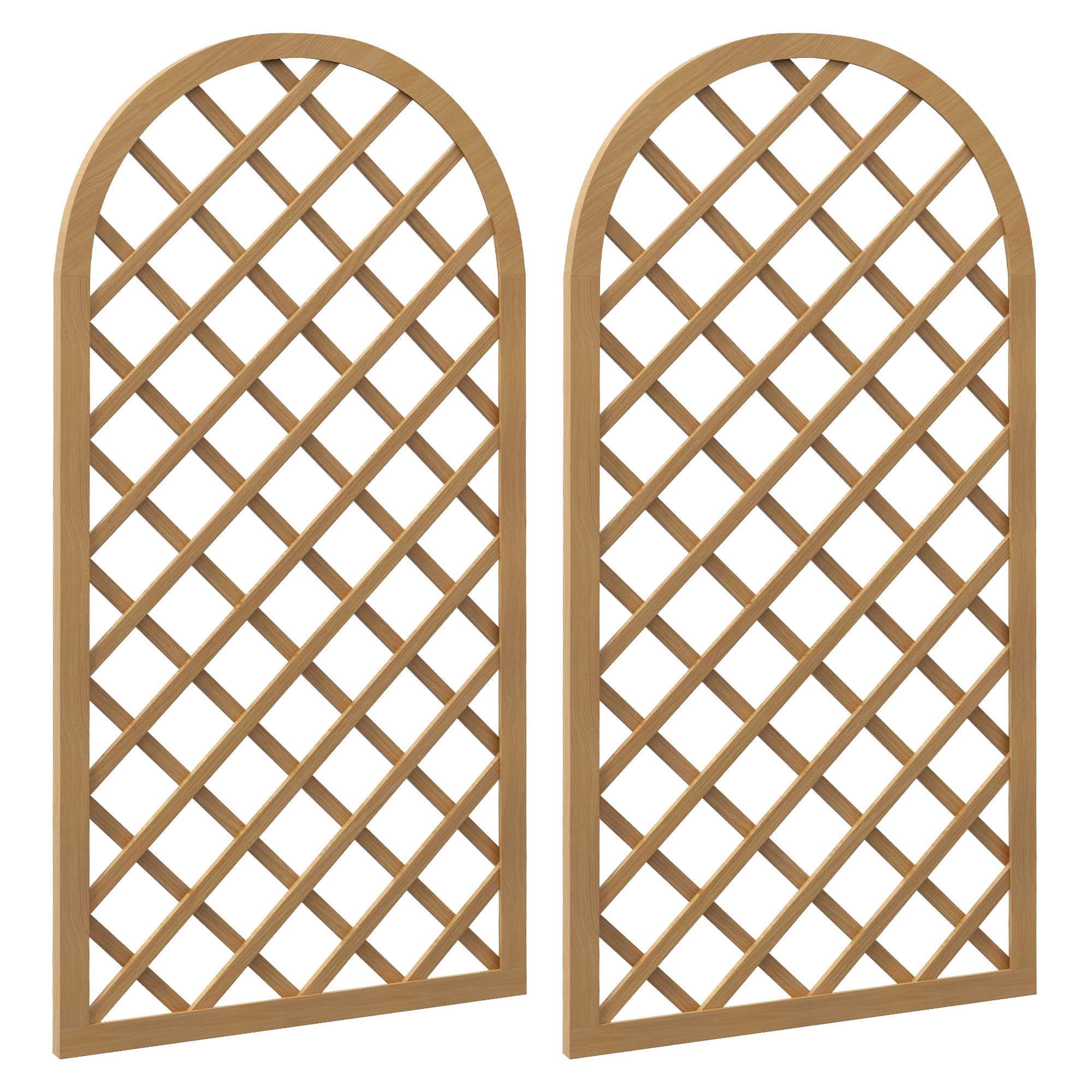 Outsunny Set di 2 tralicci in legno per il giardino - pannello ad arco per piante rampicanti - dim. un pannello: 60L x 120H cm