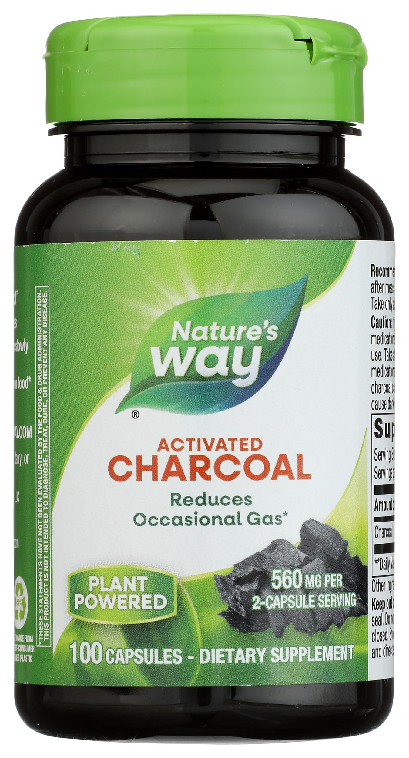 Nature's Way Activated Charcoal - Charcoal Supplement that Binds Unwanted Materials & Gas* - Alternative to Powder - Gluten-Free & Dairy-Free - 100 Count