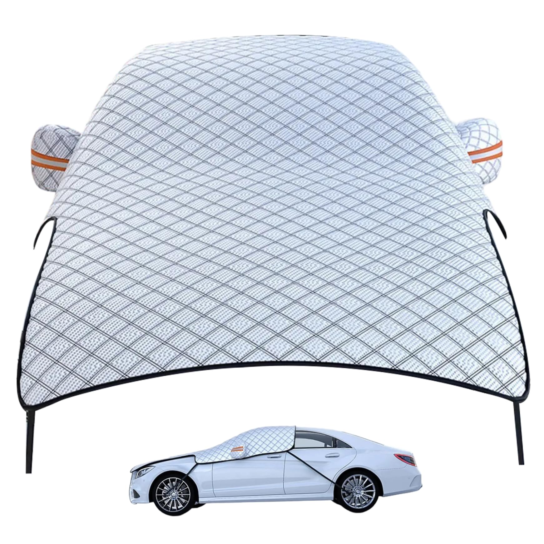 Couverture de Pare-Brise de Voiture pour la Glace et la Neige, allonger Le Capot Voiture et la Couverture Neige Pare-Brise avec Sangle sécurisée, Housses Protection d'épaisseur véhicul