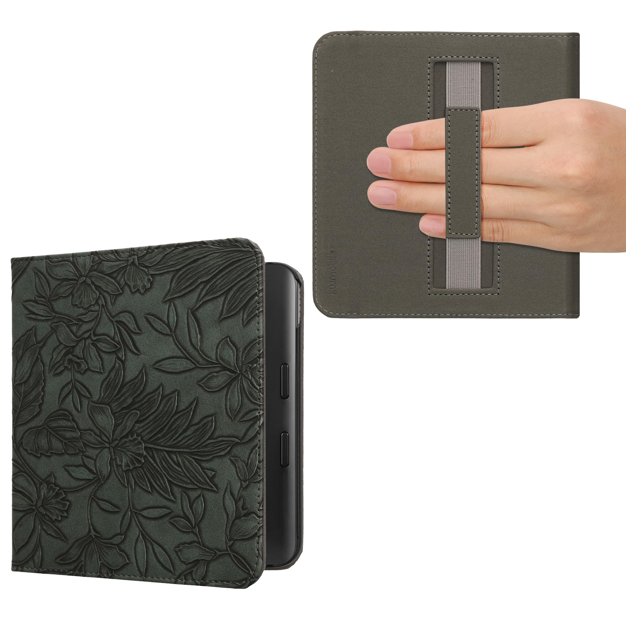 Kwmobile Étui à Rabat Magnétique Pour Kobo Libra Colour - Similicuir Vert Avec Sangle