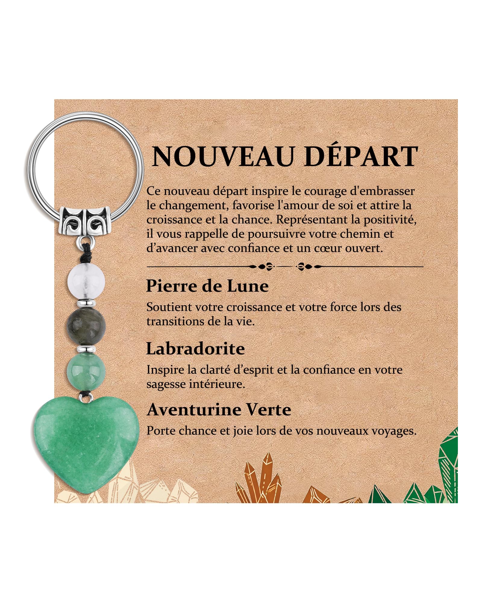 Seyaa Idée Cadeau pour Femme, Petit Cadeau pour Soeur Meilleure Amie Maman Collègue Marraine, pour Noël Anniversaire Retraite Pendaison de Crémaillère, Porte Clef Coeur Pierre Naturelle Bijoux de Sac - 1