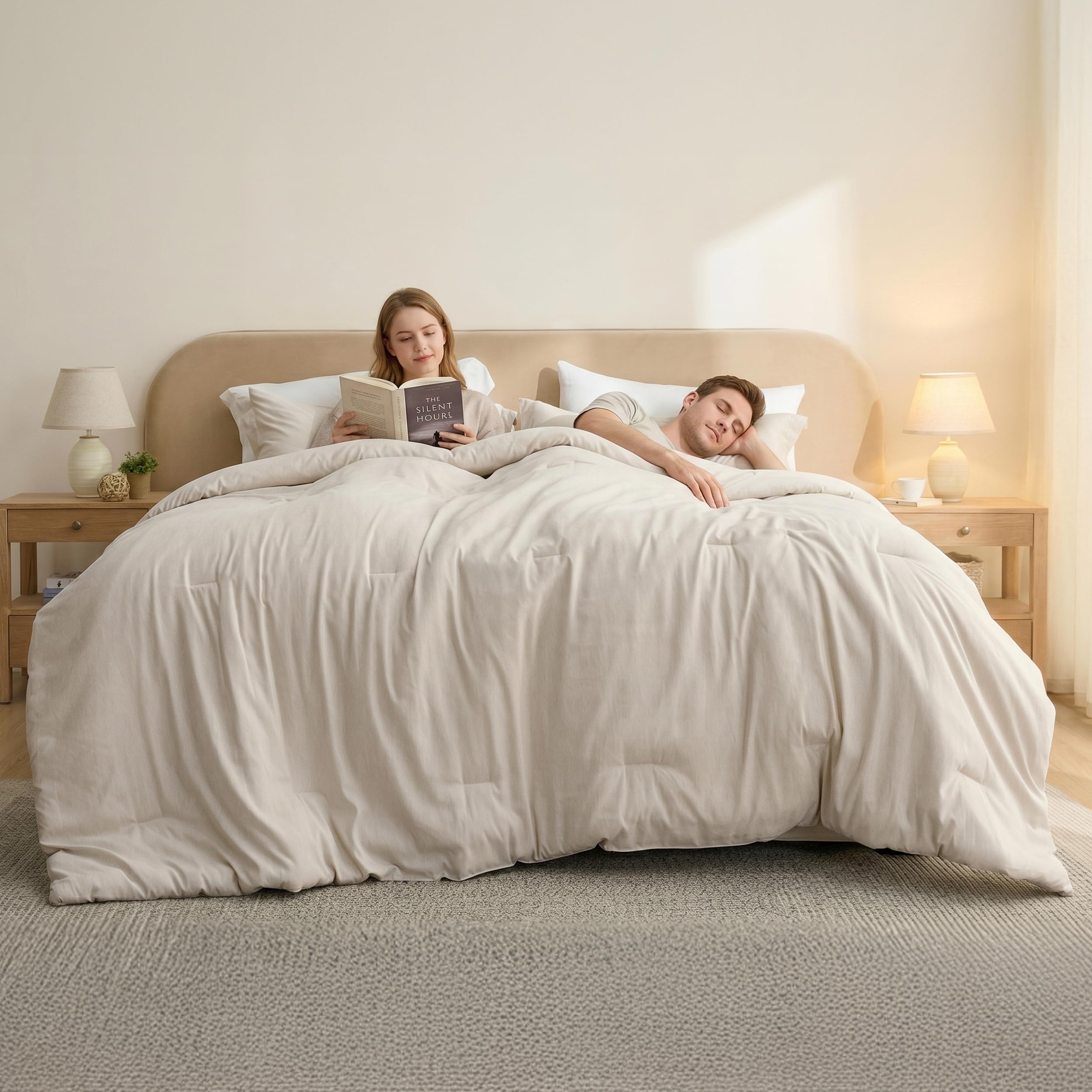 Amazon.com: Bedsure California King Comforter Set - Beige Soft