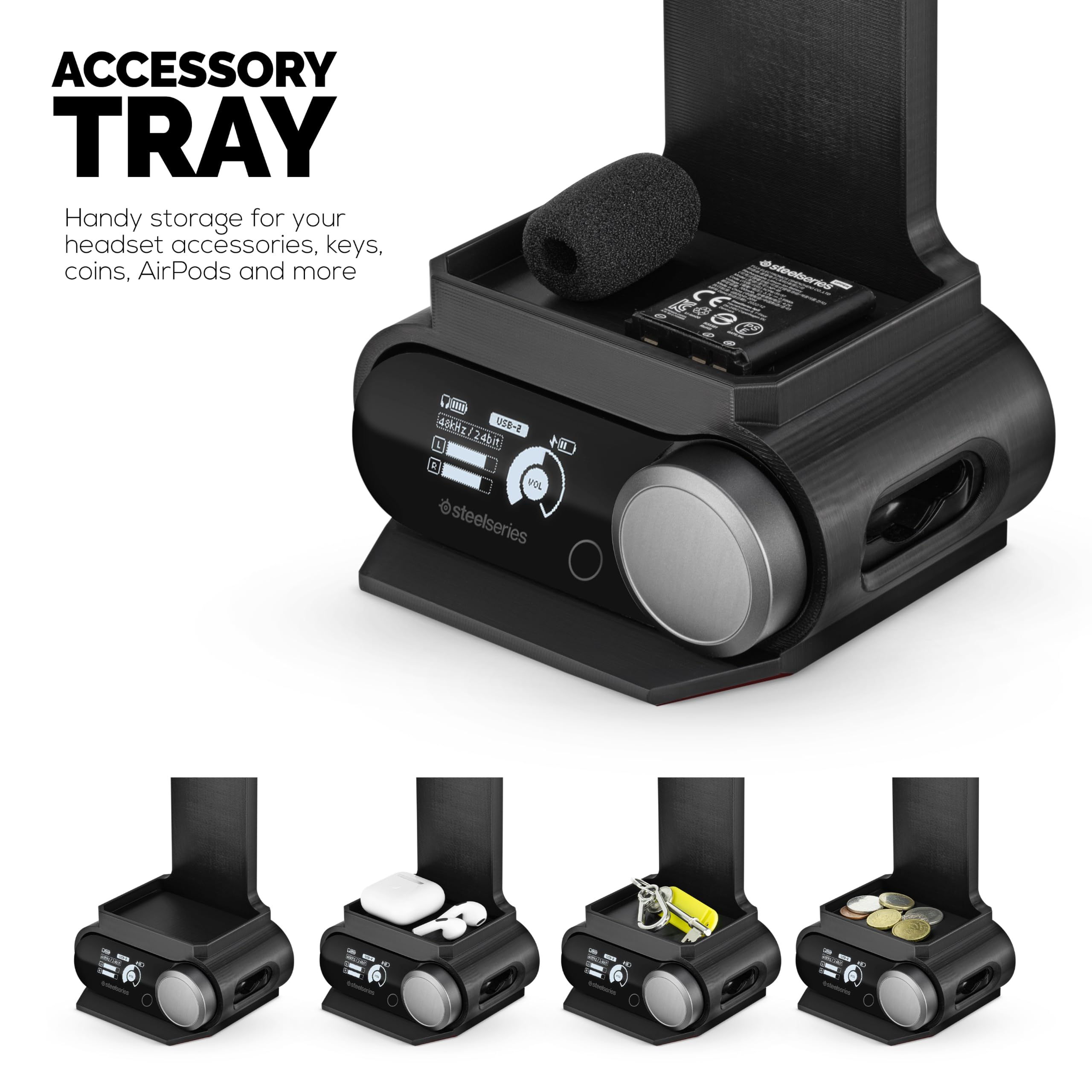 BRAINWAVZ Supporto per cuffie progettato per cuffie wireless Steelseries Arctis Nova Pro con dock per la stazione base wireless (HPS01)