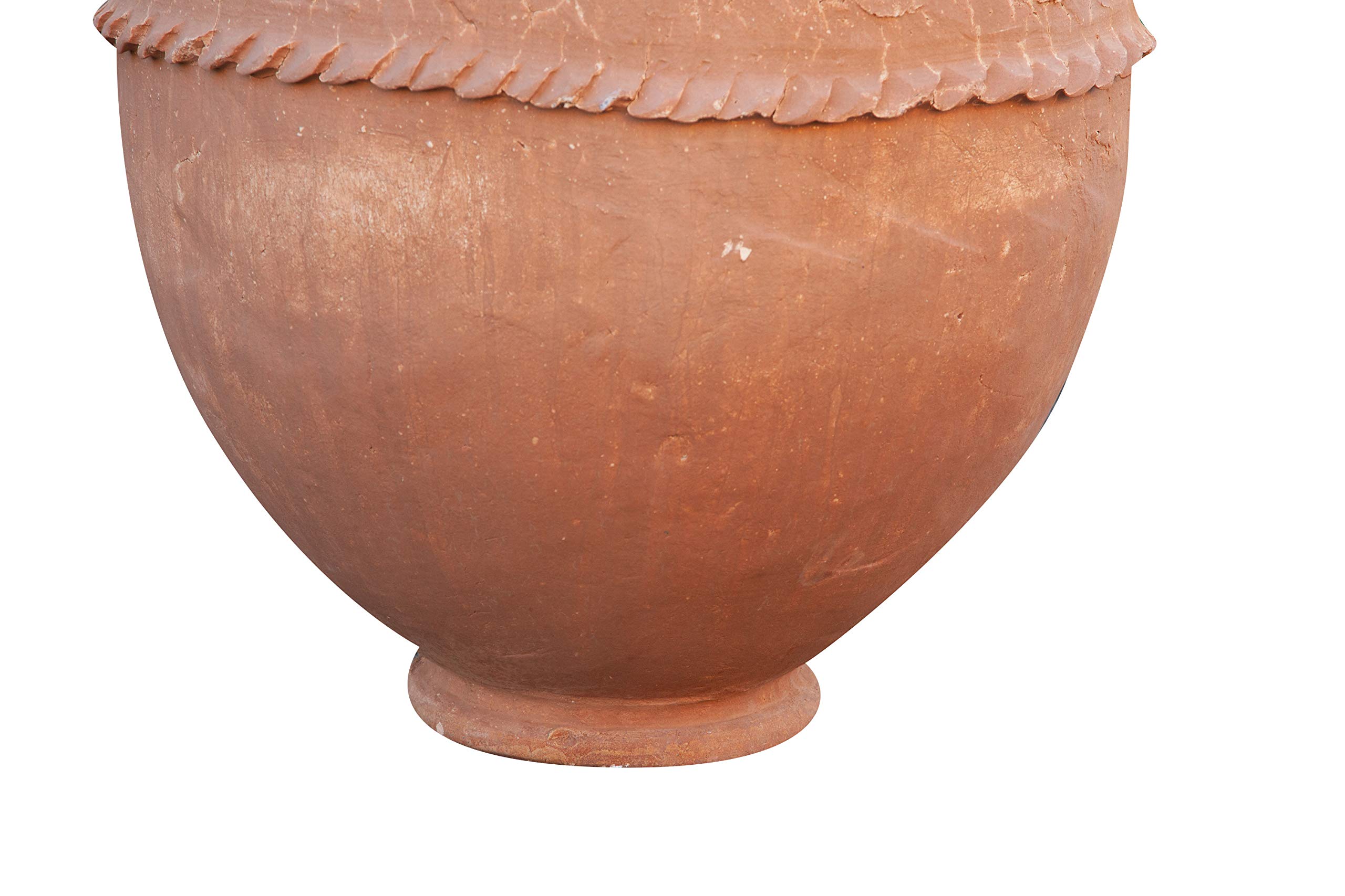 Biscottini Vaso in Terracotta artigianale 60x60x110 - Vaso da Esterno e Interno rotondo - Vasi Decorativi Grandi - Vasi per fiori Esterno - Fioriera per piante Terracotta - Fioriera balcone - Anfora