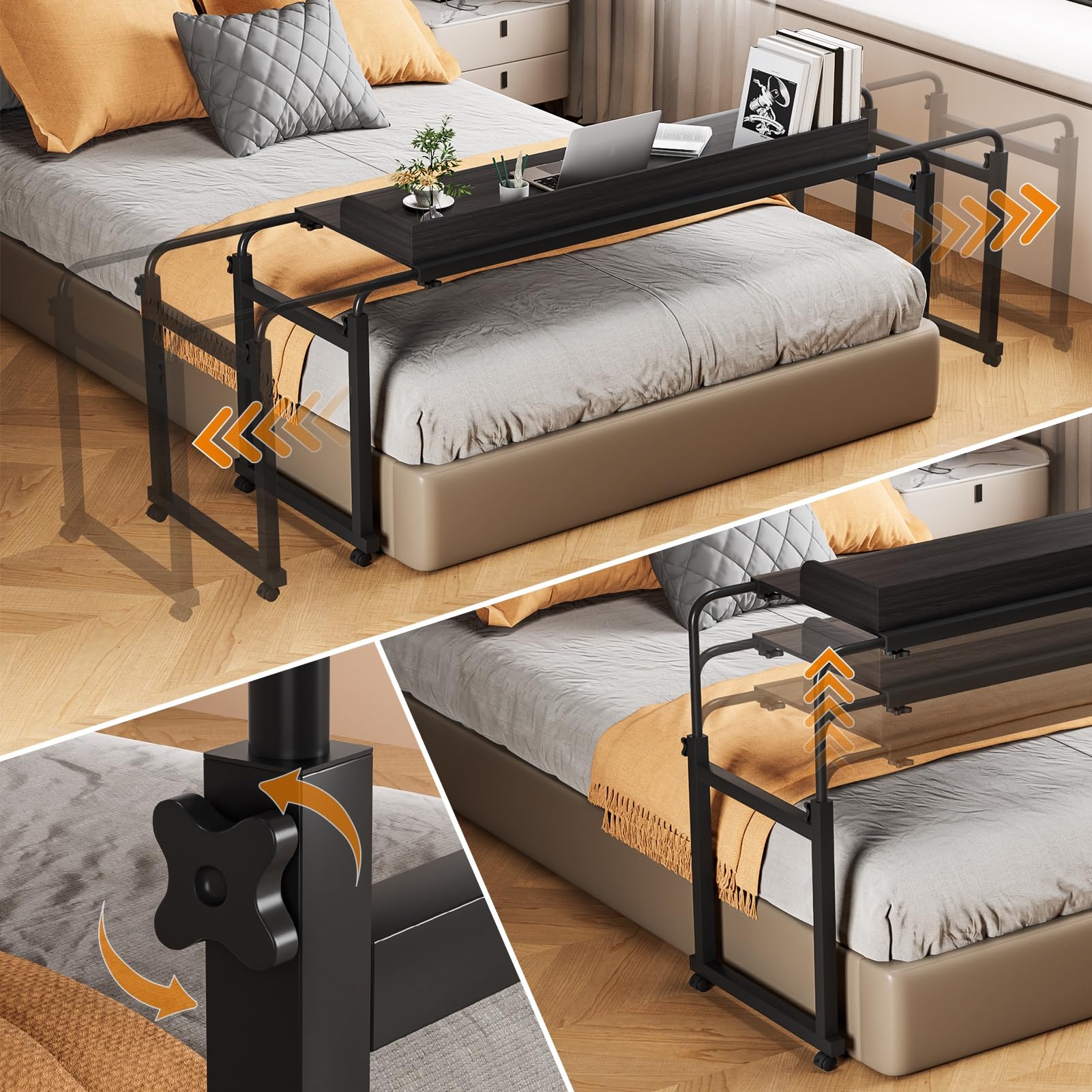 Overbed Tables Flash Furniture Adjustable Overbed Table With