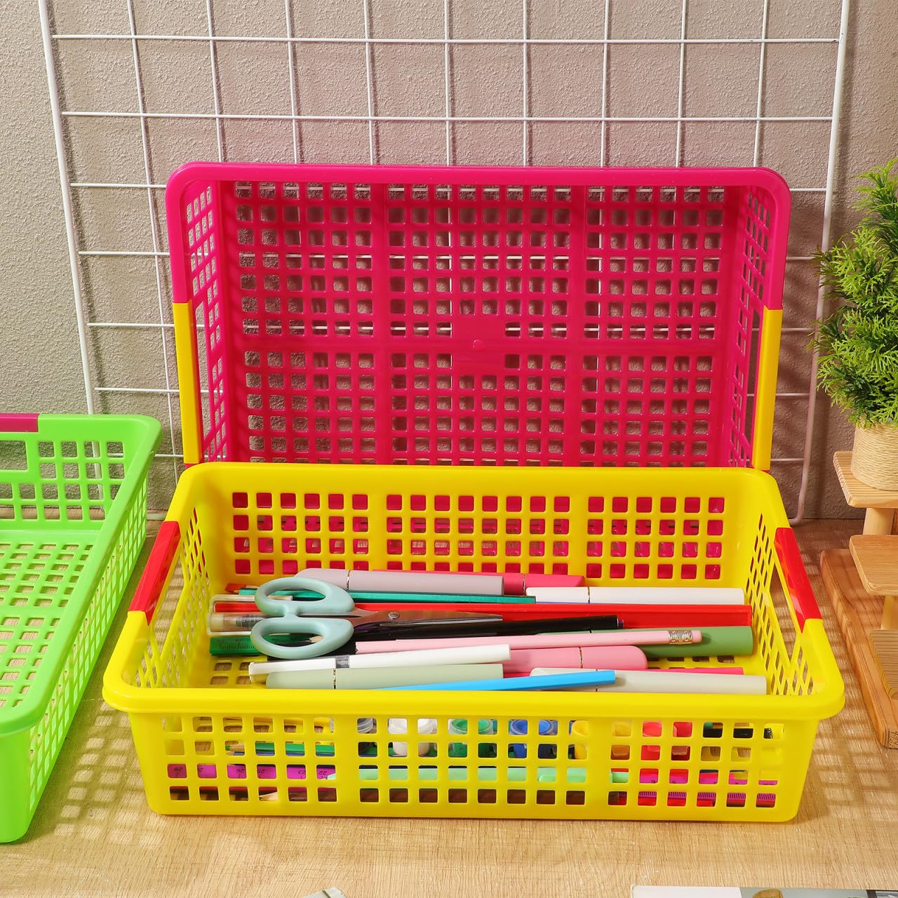 6 Sztuk Kolorowych Plastikowych Pojemników Do Przechowywania W Klasie Na Dokumenty A4 Owoce Przekąski Zabawki Organizer Pudełko Do Przechowywania Składana Konstrukcja