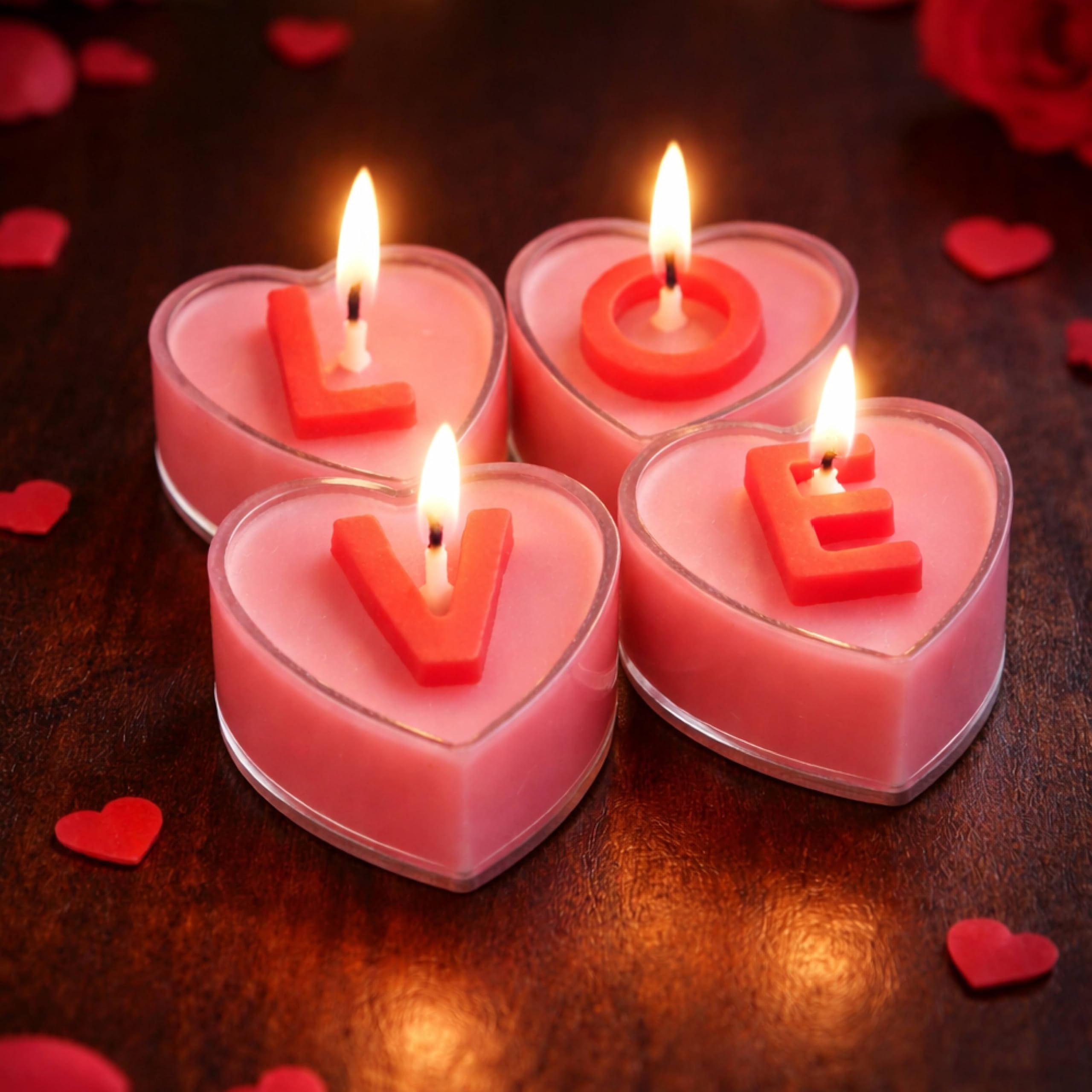 Love Candles Heart Shaped Set Pack of 4 Candle for Valentine's Day
