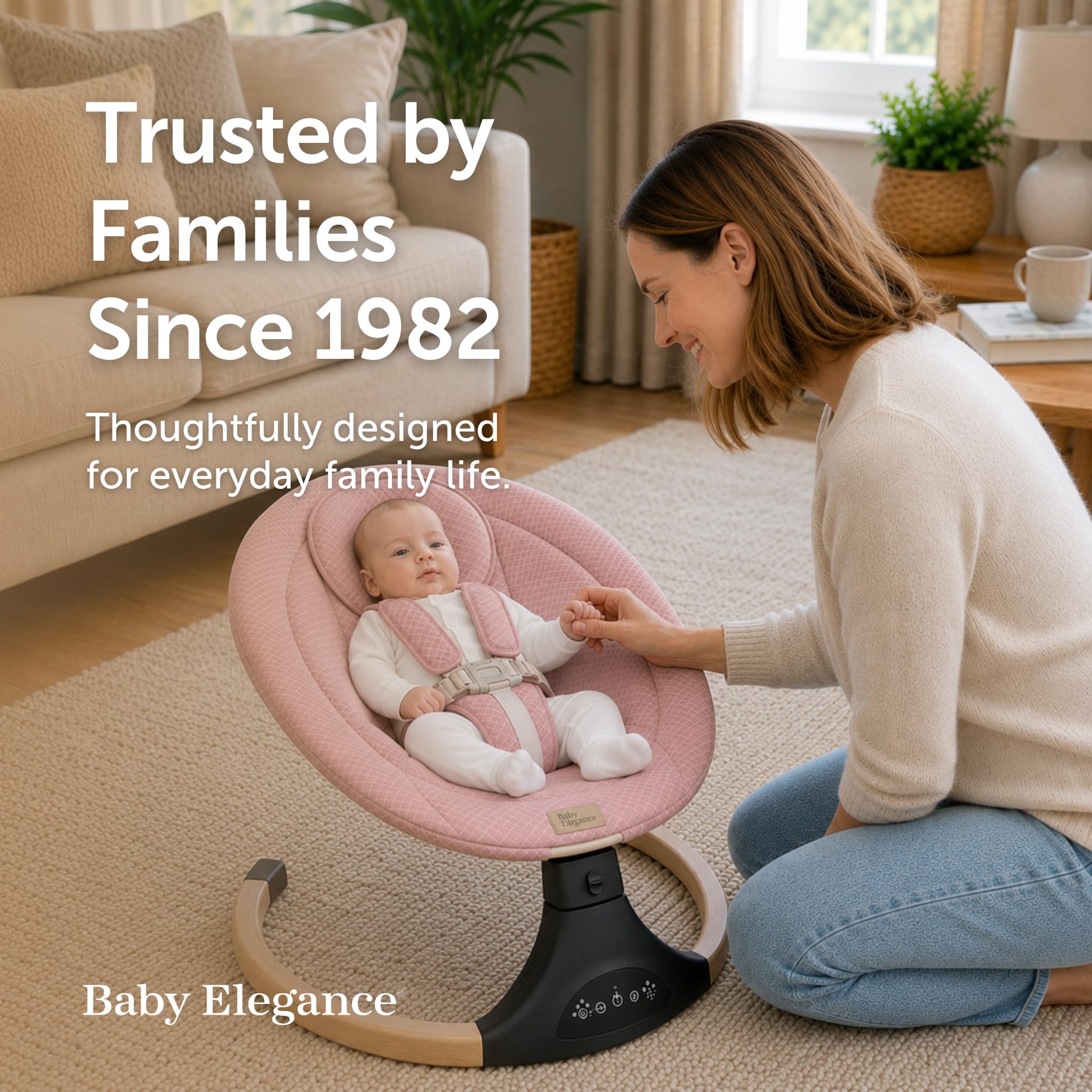 Allta - Sdraietta elettrica per bambini con comoda seduta di Baby Elegance | Sdraietta per bambini dalla nascita – 9 kg | dondolo con diverse velocità di oscillazione e melodie rilassanti | Regali per