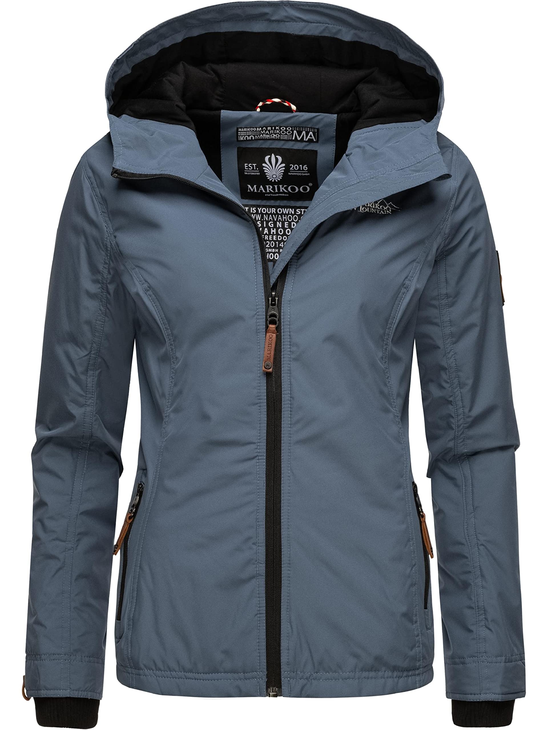 MARIKOO Kagomee Overgangsjas voor dames, lichte gewatteerde jas, kort met afneembare capuchon, XS-XXL, rood (rouge), XS