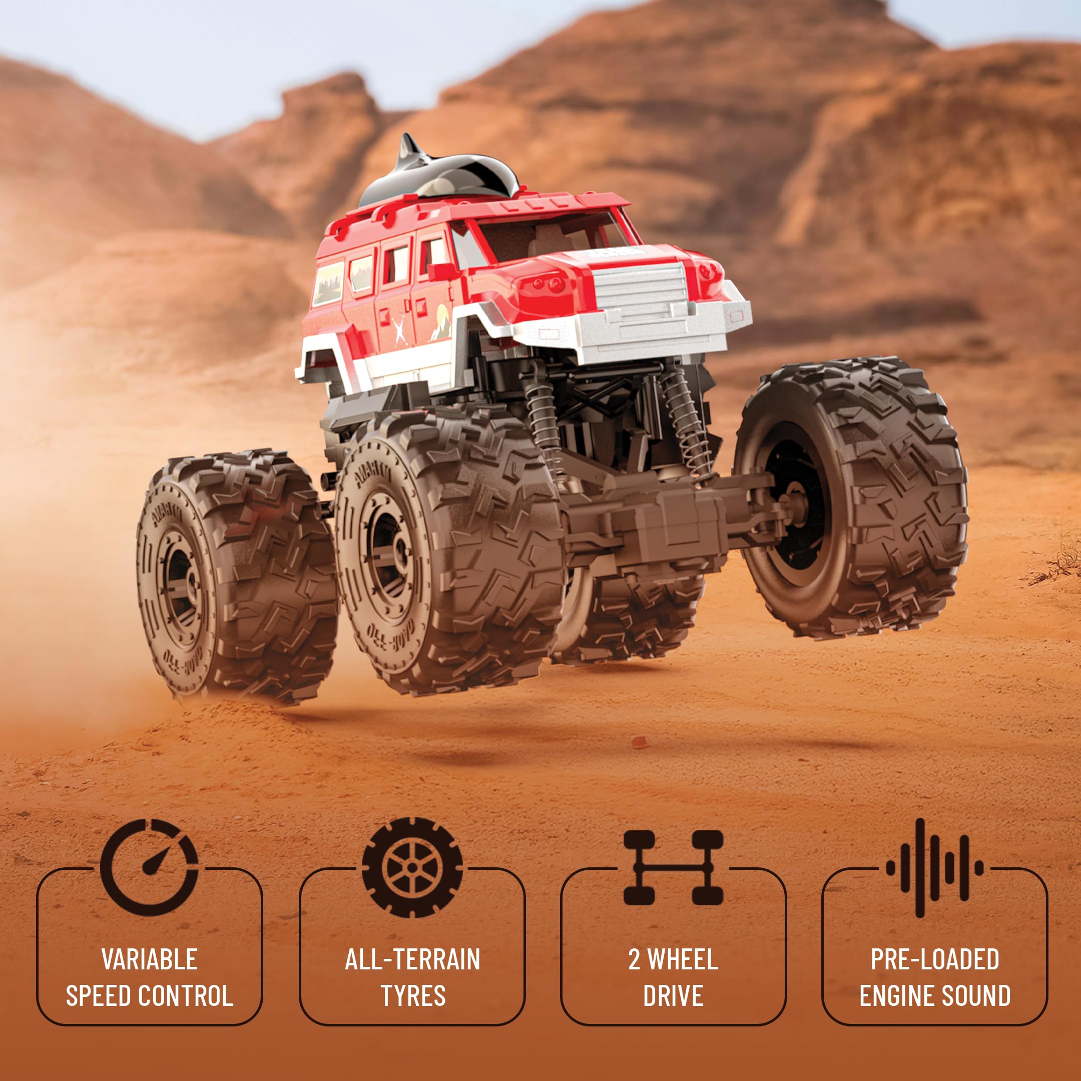 Mirana Trailblazer 2WD RC Car Toy for Kids | Remote & App Control ATV with Nitro Speed Boost | Type-C USB Rechargeable & in-Built Bluetooth Speakers | for Boys & Girls 4+ Years (Red) 4