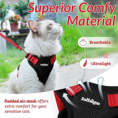 Miniatura 36 de rabbitgoo Arnés y correa para caminar, a prueba de escapes, chaleco suave y ajustable para gatos, fácil de controlar, transpirable, tiras