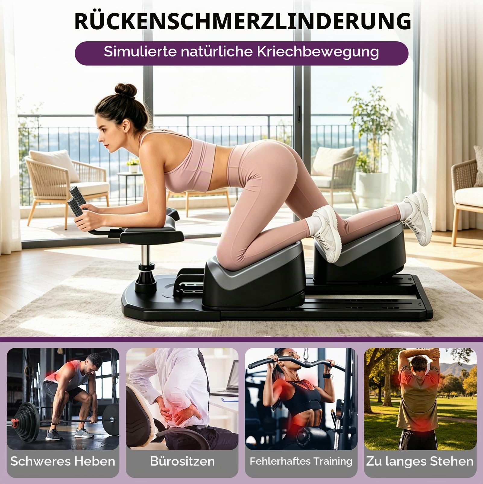 6-in-1 Wirbelsäulentrainer, Krabbeltrainingsgerät mit LED-Zähler