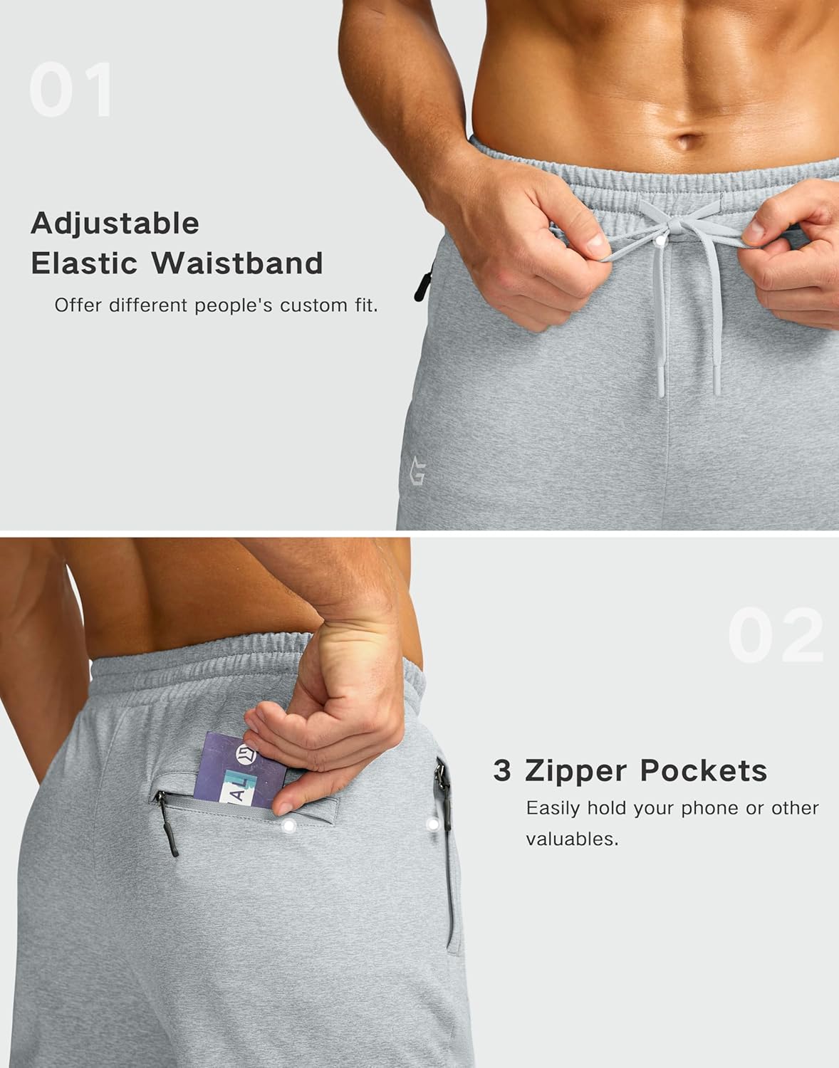 G Gradual Men's Fleece Lined Pants with 3 Zipper Pockets Water Resistant Winter Warm Hiking Pants Athletic Sweatpants for Men - Image 5