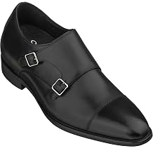 CALTO Mens Invisible Height Increasing Elevator Shoes - Black Premium Leather Slip-on Lightweight Casual Loafers - 3 Inches Taller - S3506 - Size 10.5 DM US