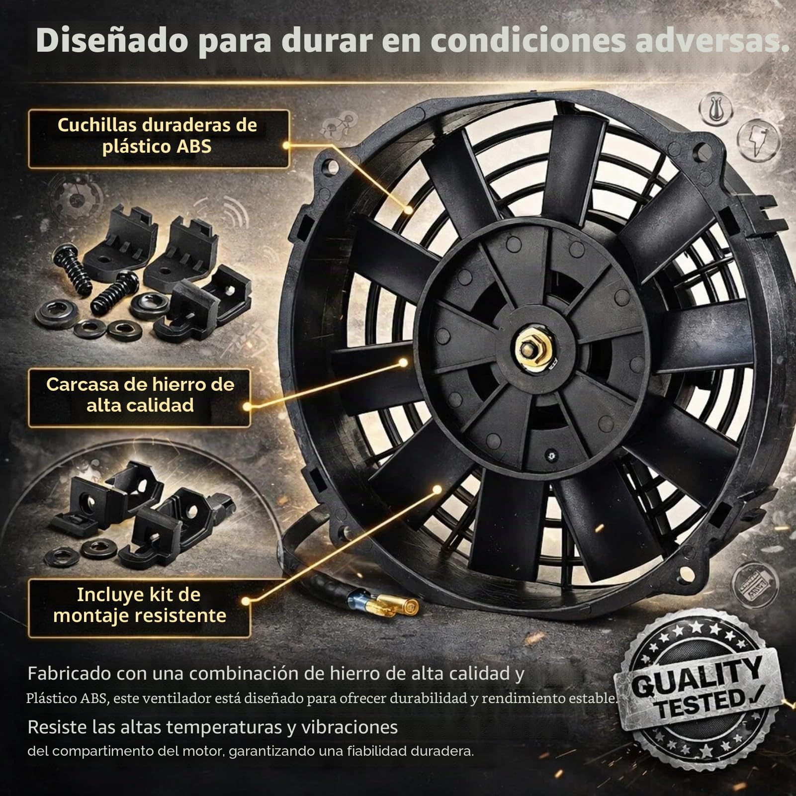 Ventilador de refrigeración de radiador delgado eléctrico de 12 V de alto rendimiento de 8 pulgadas con kit de montaje Ventilador eléctrico para aire acondicionado de refrigeración automática del radi