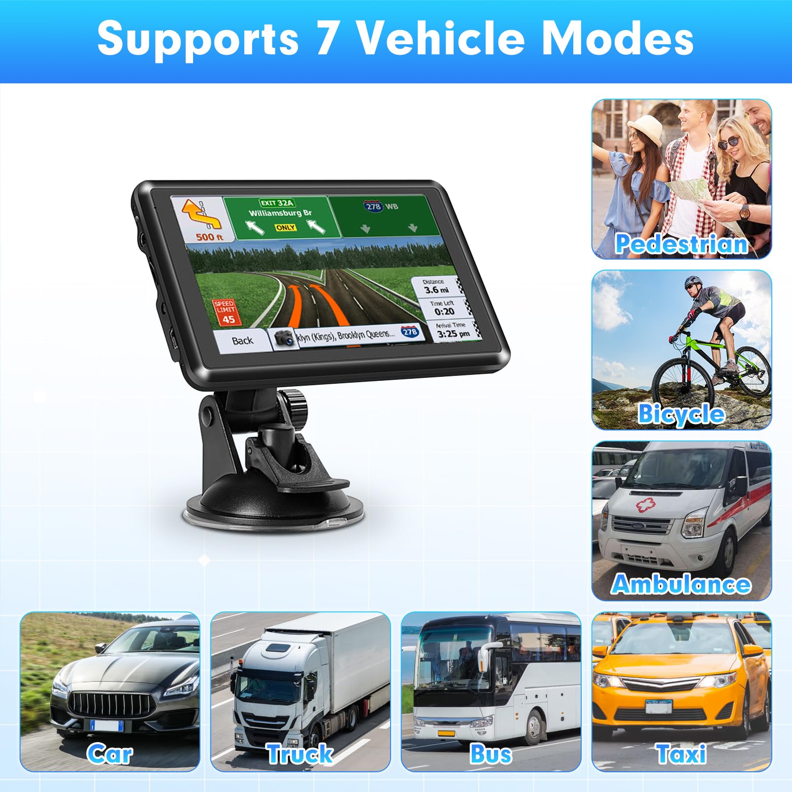 Navigazione GPS da 5 pollici per auto e camion, navigatore portatile con mappe offline europee, aggiornamenti gratuiti a vita, allarme flash, guida vocale, trasmettitore FM, ricerca codice postale