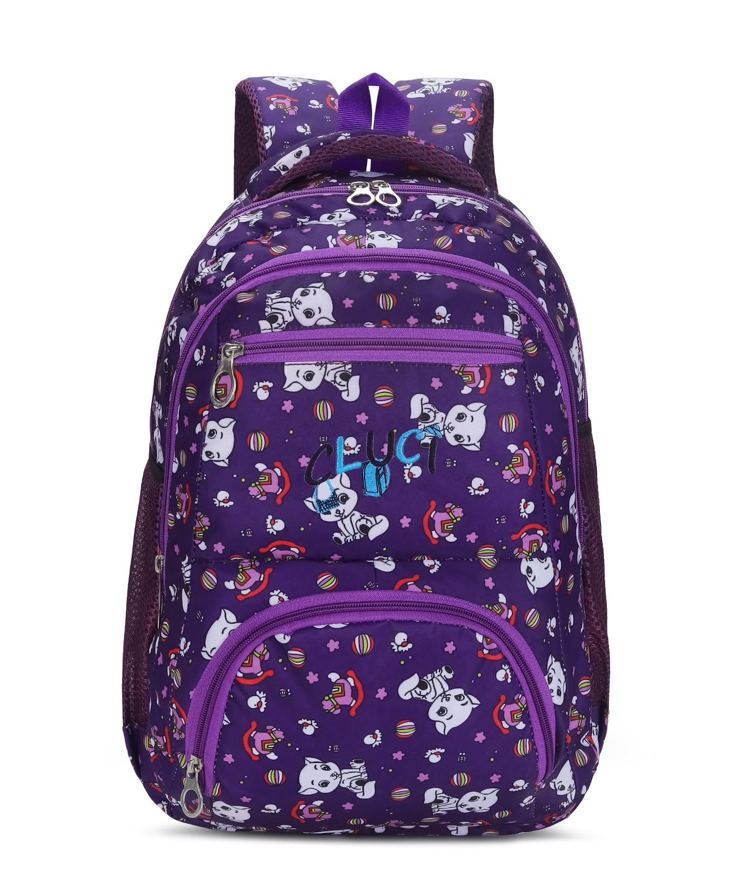 Printed School Backpack for Girls Lightweight Multi Compartment Backpack with Side Mesh Pockets Spacious School College Travel Bag (Purple)-image-14