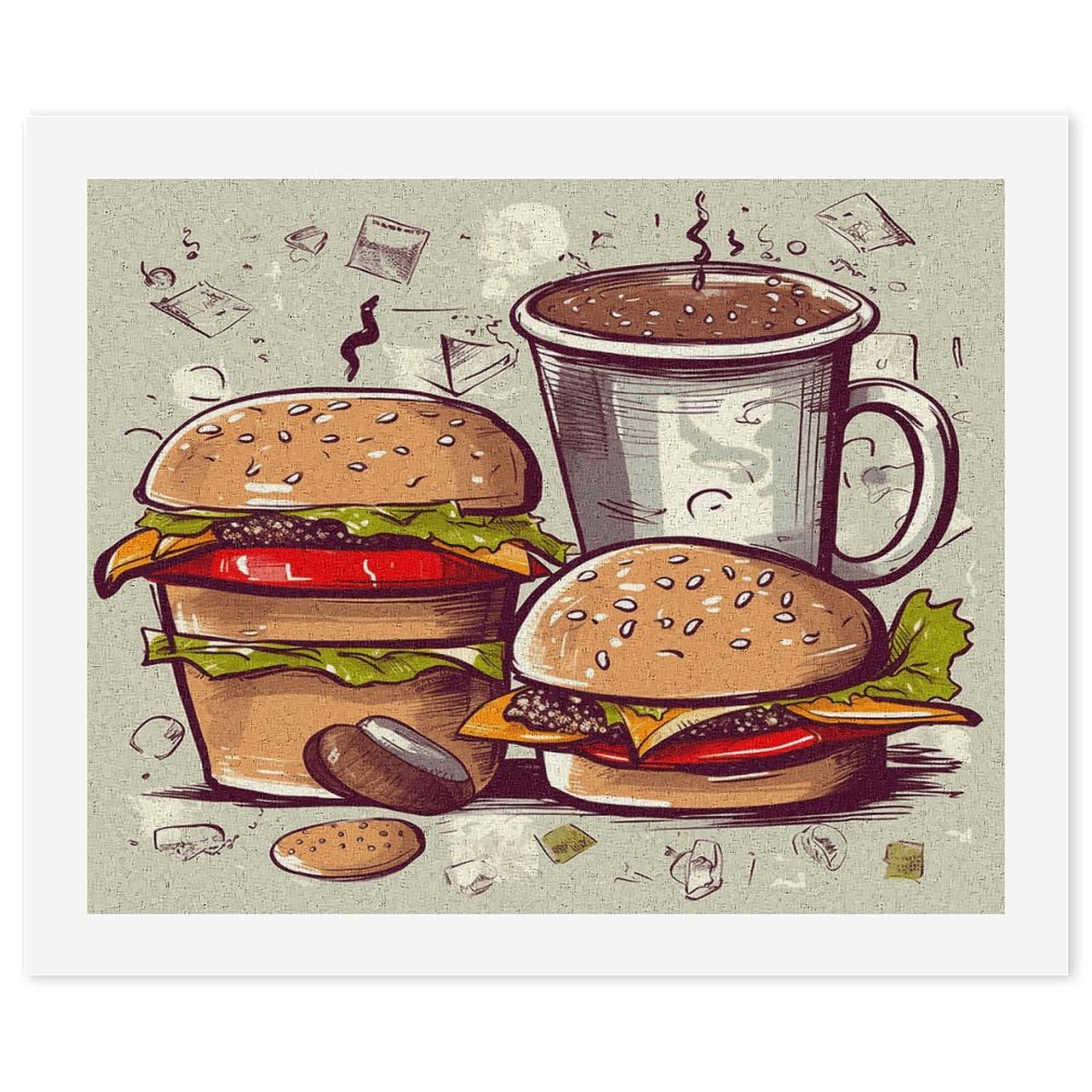 油彩『Burger Set』 油彩『Burger Set』
