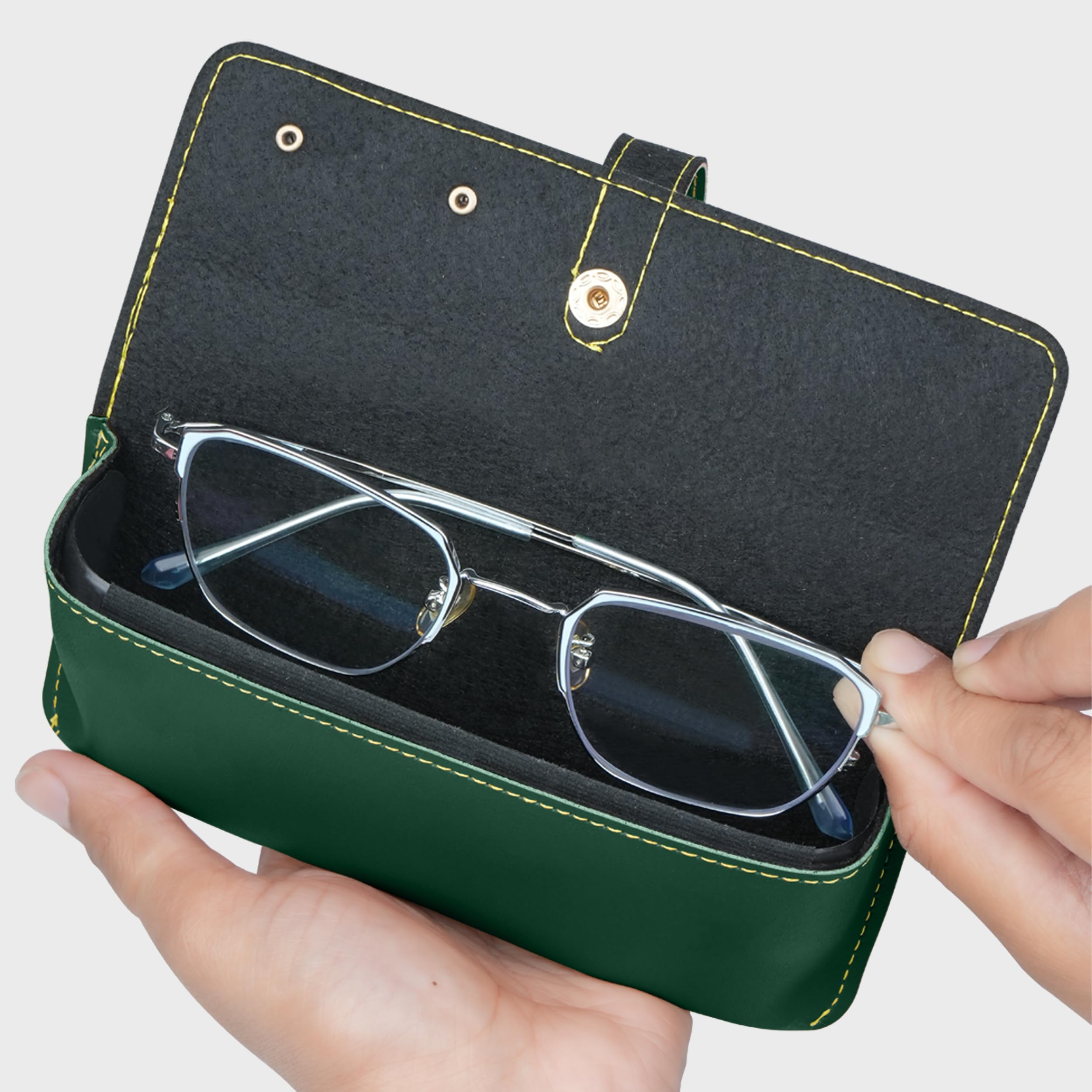 The Wallet Store Leather Eyewear Case for Men & Women Specs Cover - Green