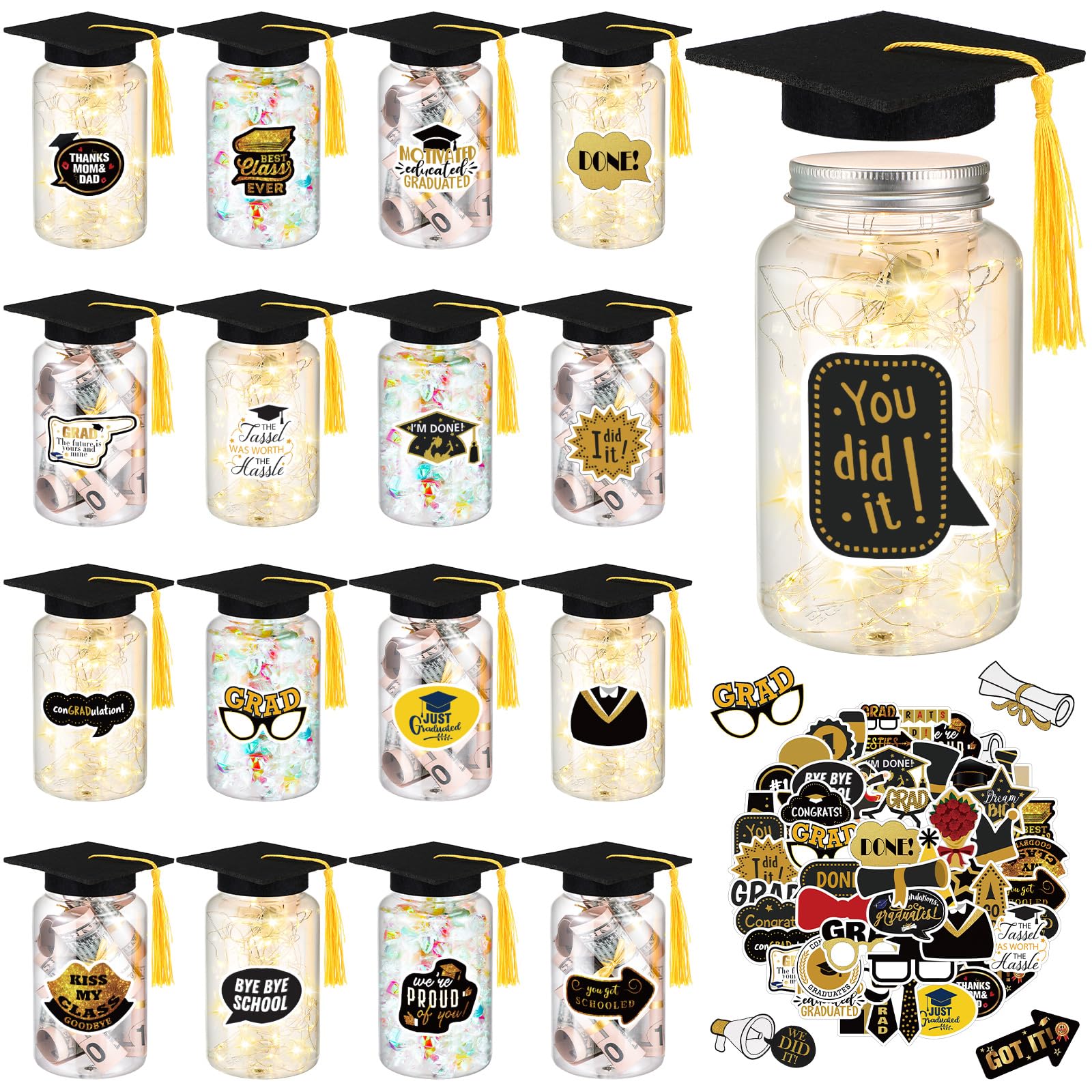Photo 1 of 12 Sets Graduation Table Decorations 2026 Graduation Centerpieces for Tables with Caps Class of 2026 Grad Decorations for College High School Congrats Grad Party Decor Supplies