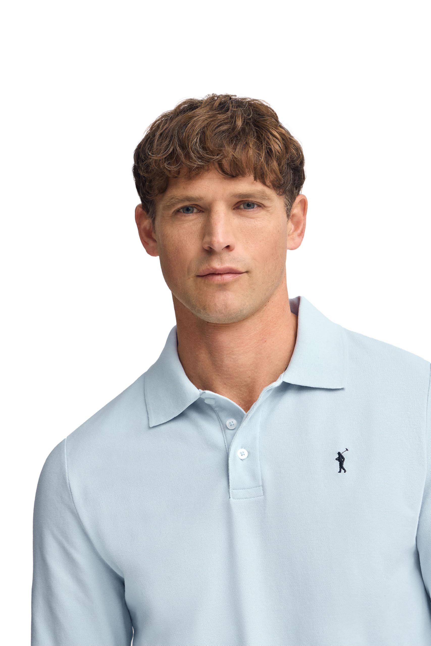 Polo Club Polo Elegante Uomo Manica Lunga Ricamo con Logo - 100% Cotone -