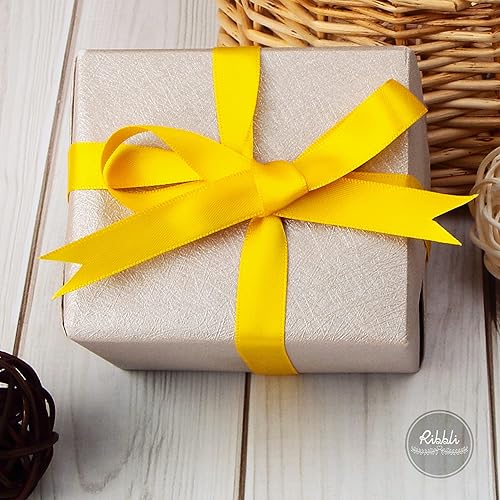 Miniatura 458 de Ribbli - Cinta de satén roja de doble cara, 1 pulgada x 25 yardas, uso para ramo de lazos, envoltura de regalo de Navidad, arreglo floral Rojo