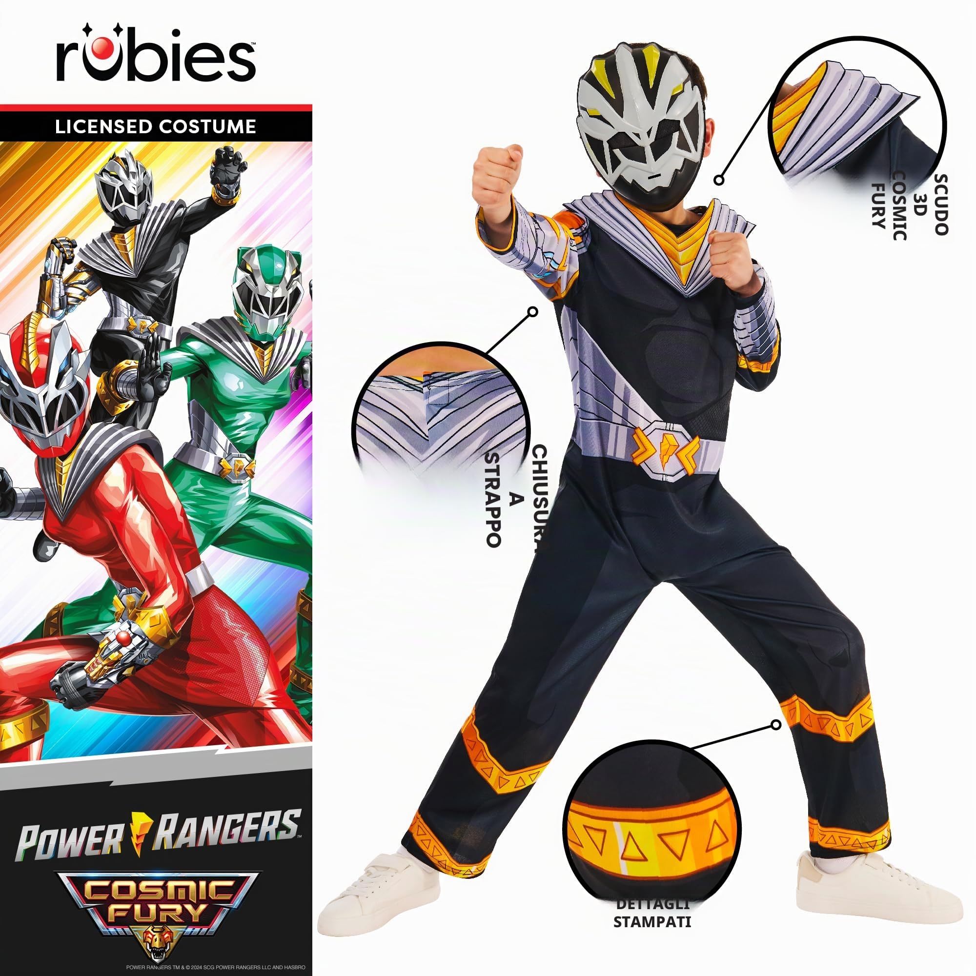 Rubies Costume ufficiale Power Rangers Cosmic Fury Black Ranger per bambini, taglia 5-6 anni