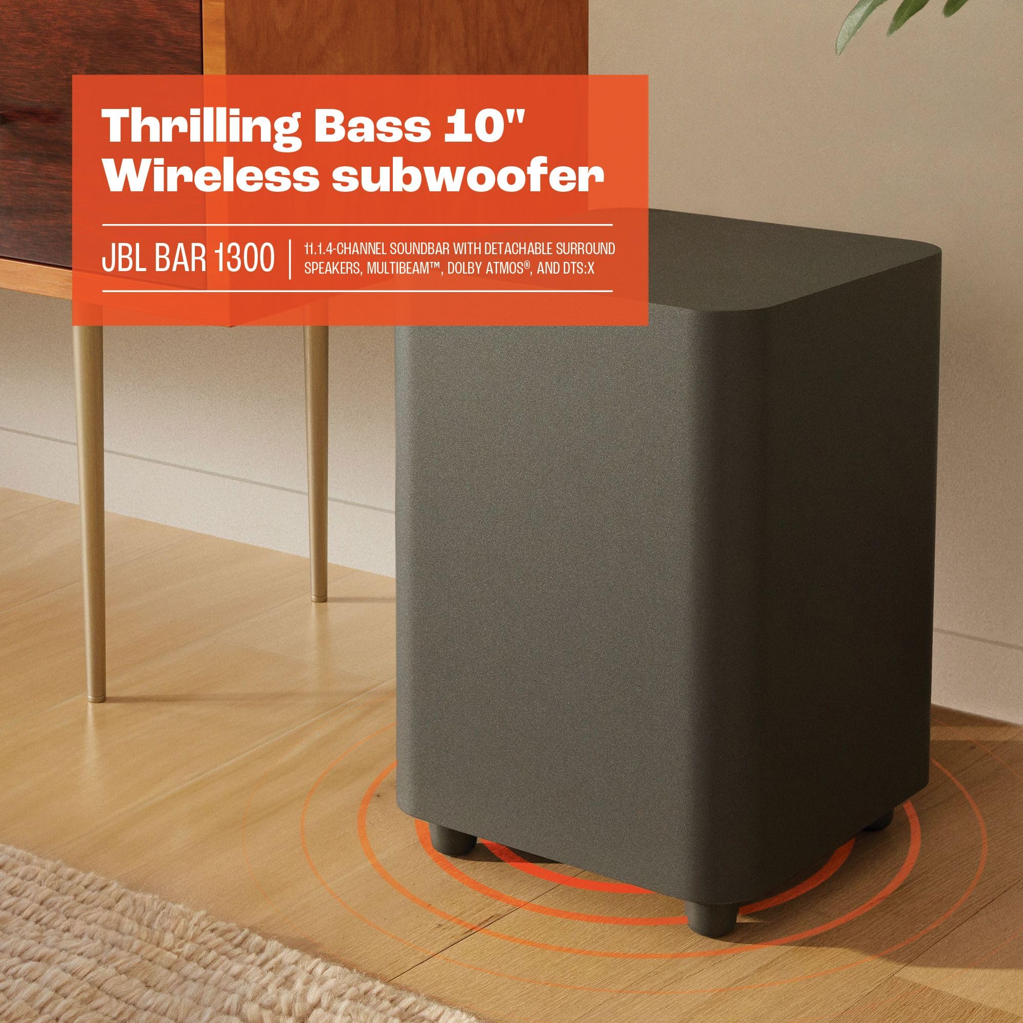 JBL Bar 1300, Soundbar a 11.1.4 Canali per TV con Casse Altoparlanti Surround Rimovibili a Batteria, Telecomando, Dolby Atmos, MultiBeam e DTS:X, Connessione HDMI eARC con 4K Dolby Vision, Nero