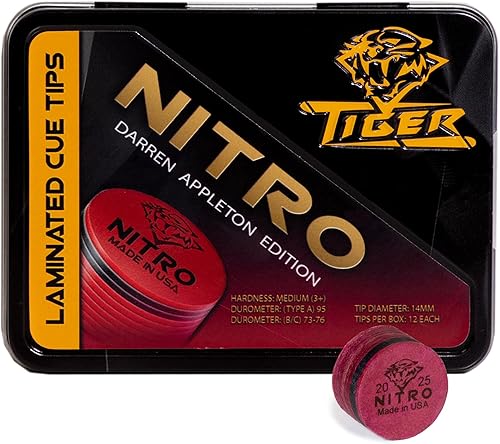 Miniatura 4 de Tiger Nitro - Punta de billar laminada para taco de billar  Edición Darren Appleton  Mediano  0.551 in  Cuero laminado premium  Fabricado en Estados