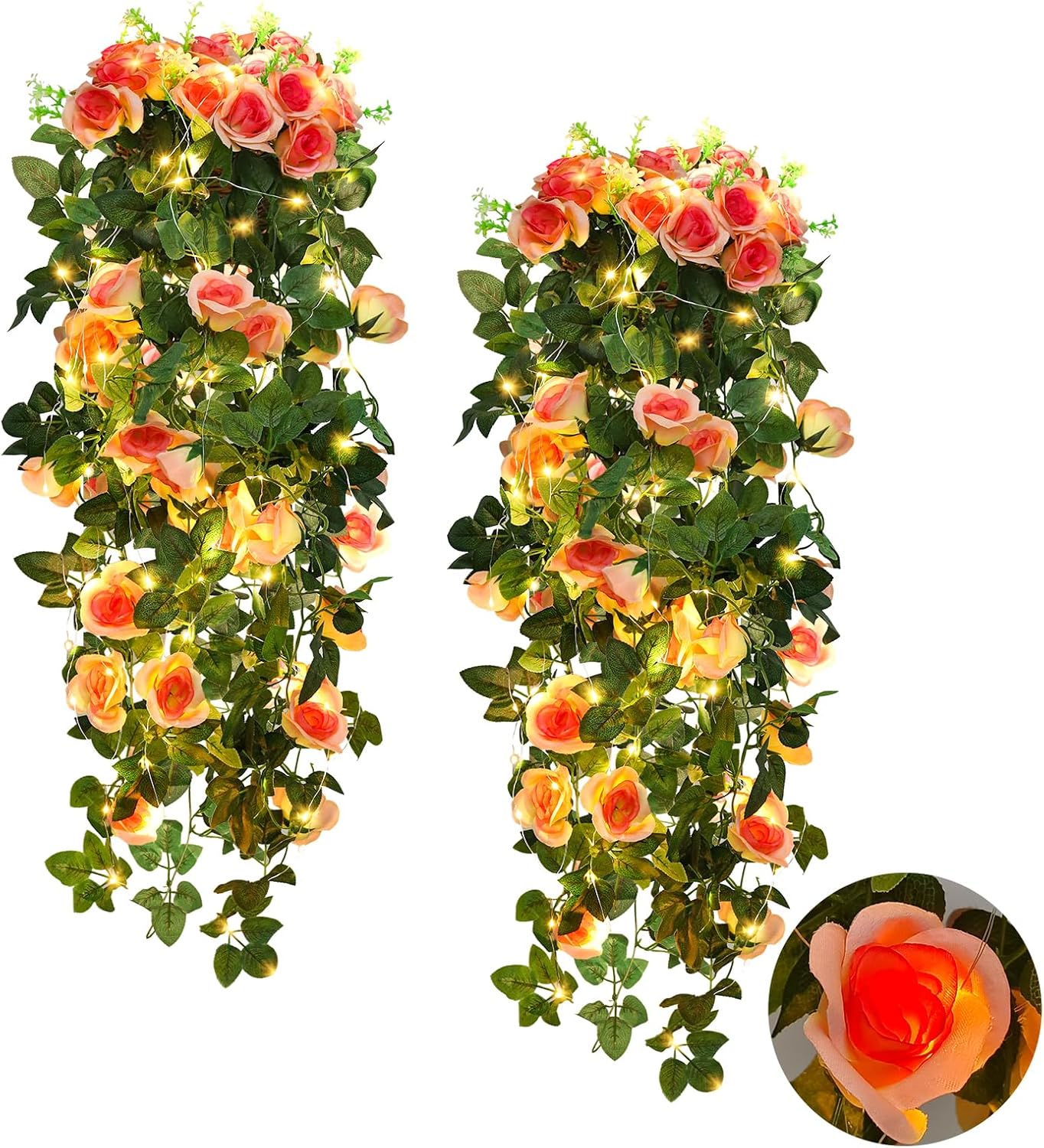 RECUTMS 2pcs Artificial Hanging Plants 32in Fake Hanging