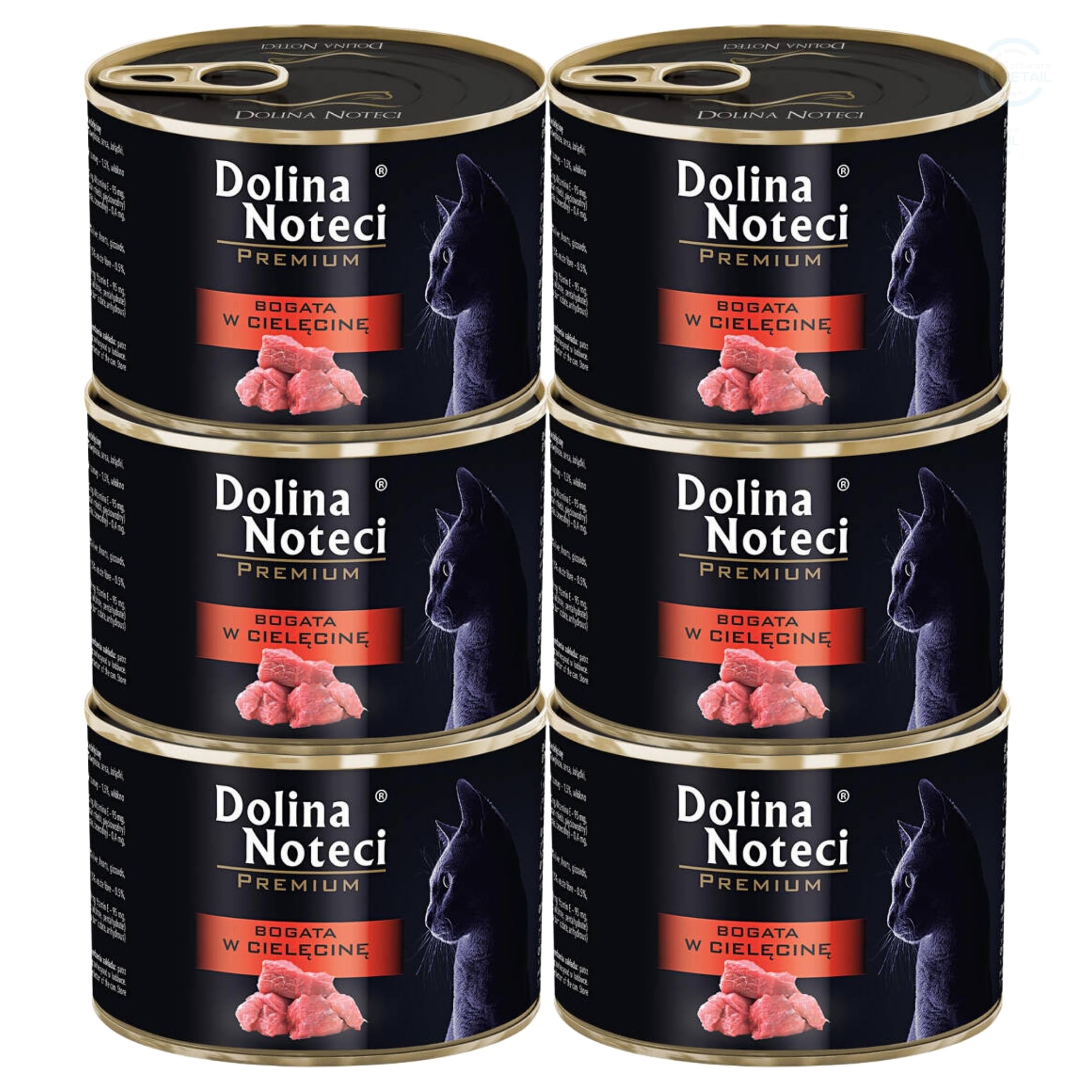 Dolina Noteci Premium Moist & Juicy Wholesome Grain-Free Cat Food - Natural Meat Recipes Enriched with Vitamins & Minerals for Happy, Healthy Cats! (Veal, 6x185g)