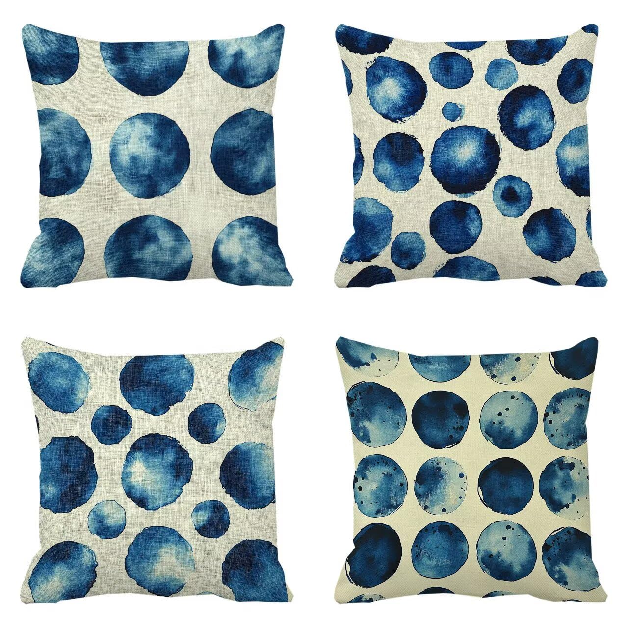 Coussin Canape Bleu Géométrie 45 x 45 cm Housse Coussin Exterieur, Lot de 4 Housse Canapé Souvenir, Doux et respirant Coussincarré d'extérieur pour Chambre Chaise Extérieur Décoration Maison m-390