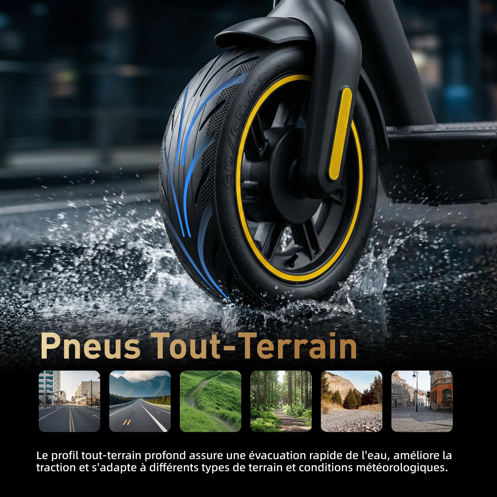 Lot de 2 pneus auto-réparateurs 60/65-6,9" pour scooter électrique Ninebot Max G2 G65 - 10" - Pneu de rechange sans chambre à air avec colle avant/arrière