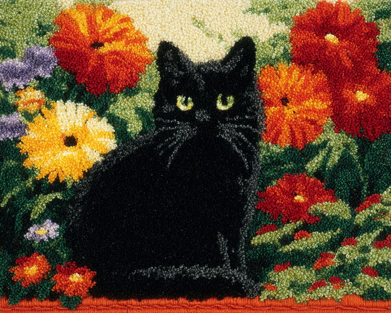AMBATTERY Carpet Latch Hook Kit Cartoon Black Cat 60x40cm