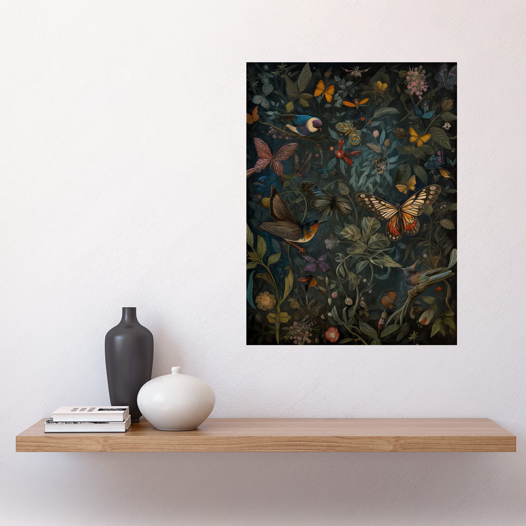 Artery8 William Morris Style Plants Birds and Butterflies Large Wall Art Poster Print Thick Paper 18X24 Inch - Image 2