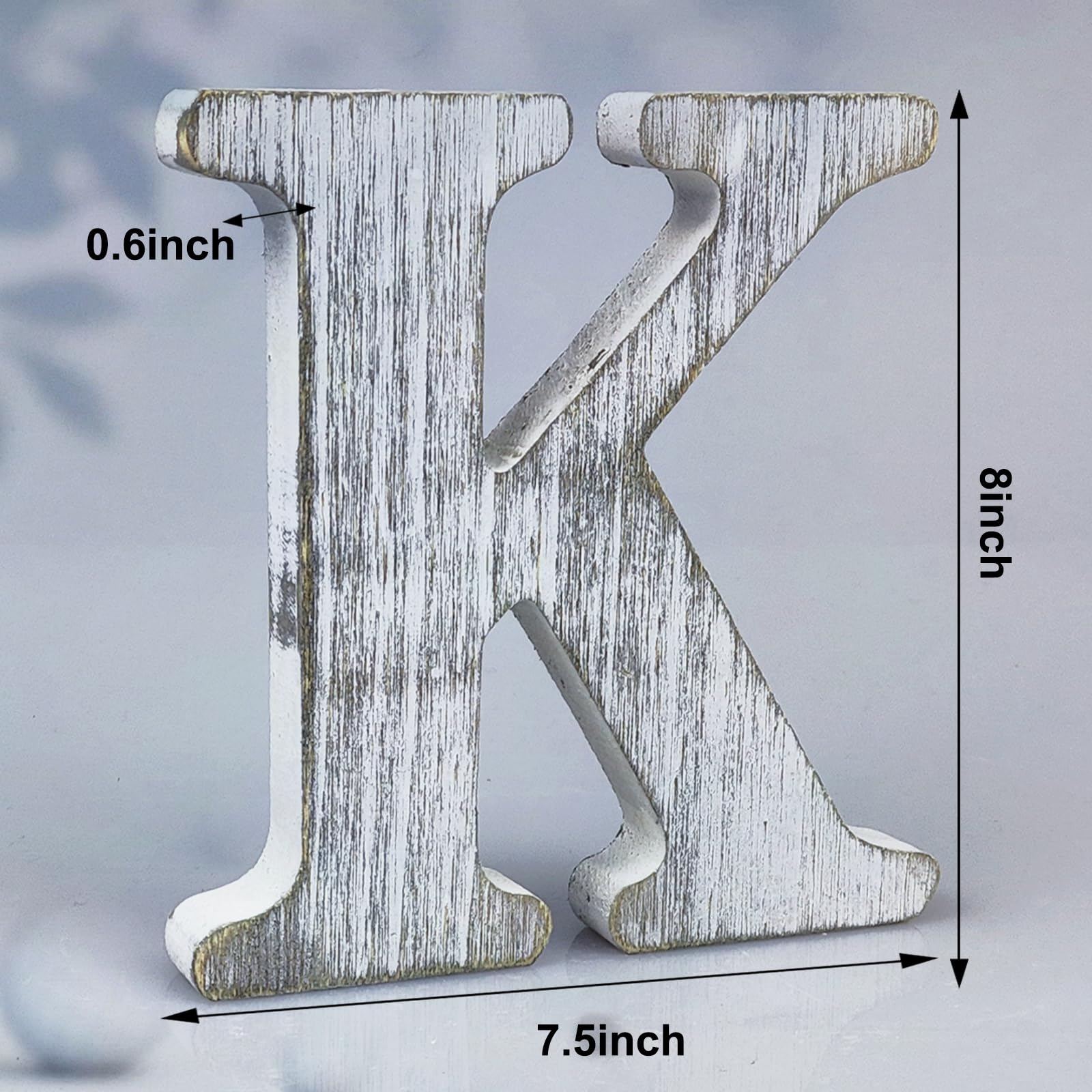 Letras de madera rústica sin terminar de 8 pulgadas para decoración de pared, letras decorativas de pie, decoración de tablero para manualidades, proyectos de fiesta en el hogar (K)