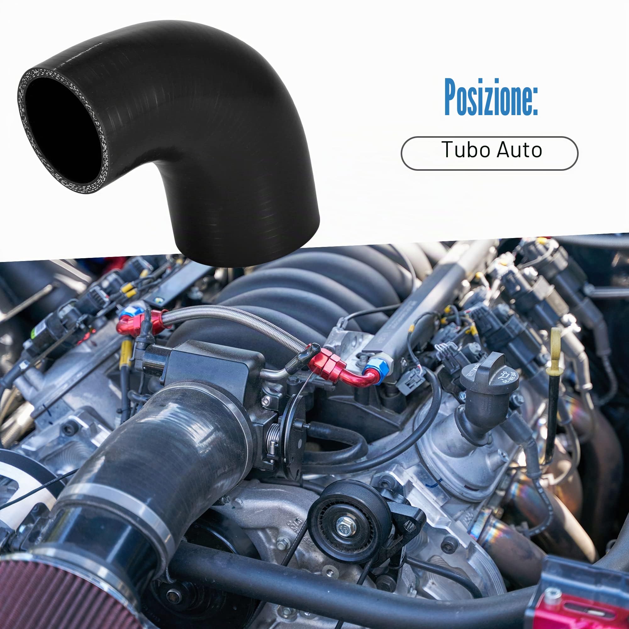 A ABSOPRO 90 Gradi 51-63mm 2"-2.5" ID Accoppiatore Silicone Flessibile Nero