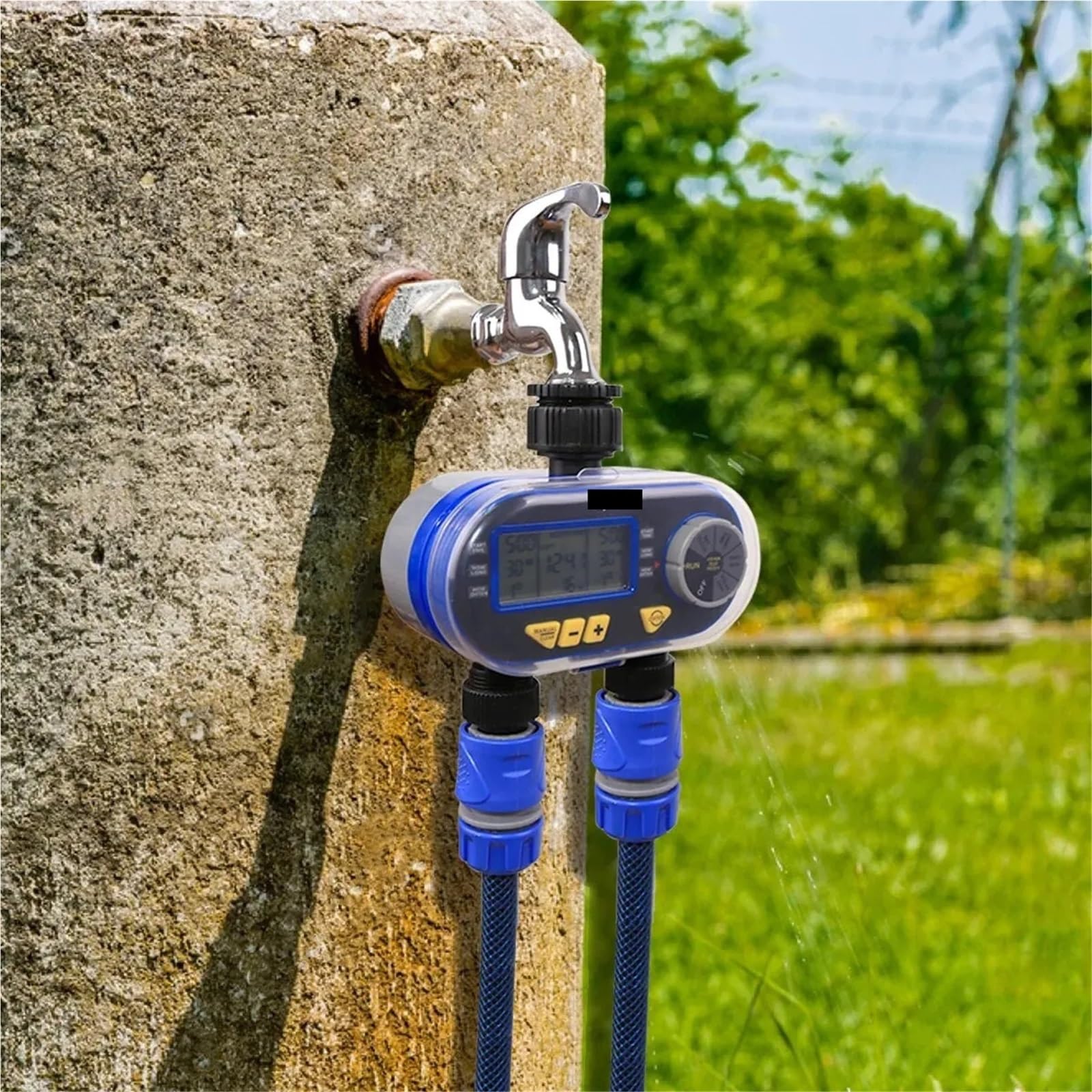 Cyfrowy minutnik wody, Zegar Do Nawadniania Cyfrowa Elektroniczna Woda Ogrodowa Z Dwoma Wylotami Sterownik Zaworu Elektromagnetycznego Patio I Tarasu do podlewania węża ogrodowego