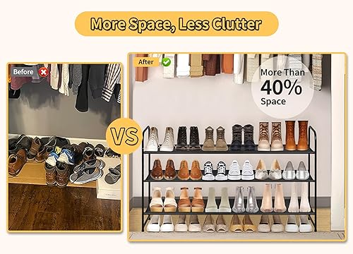 Miniatura 6 de SLEEPING LAMB Organizador largo de 3 niveles para armario, estante ancho apilable para zapatos con capacidad para 24 pares de estantes de