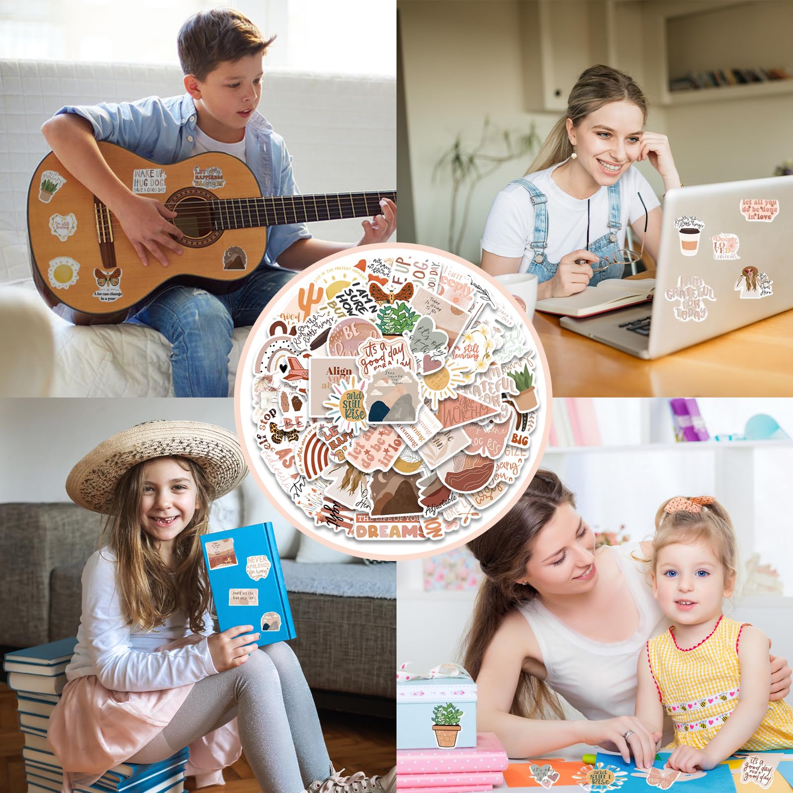 Lot De 200 Autocollants Avec Mots Inspirants En Vinyle Pour