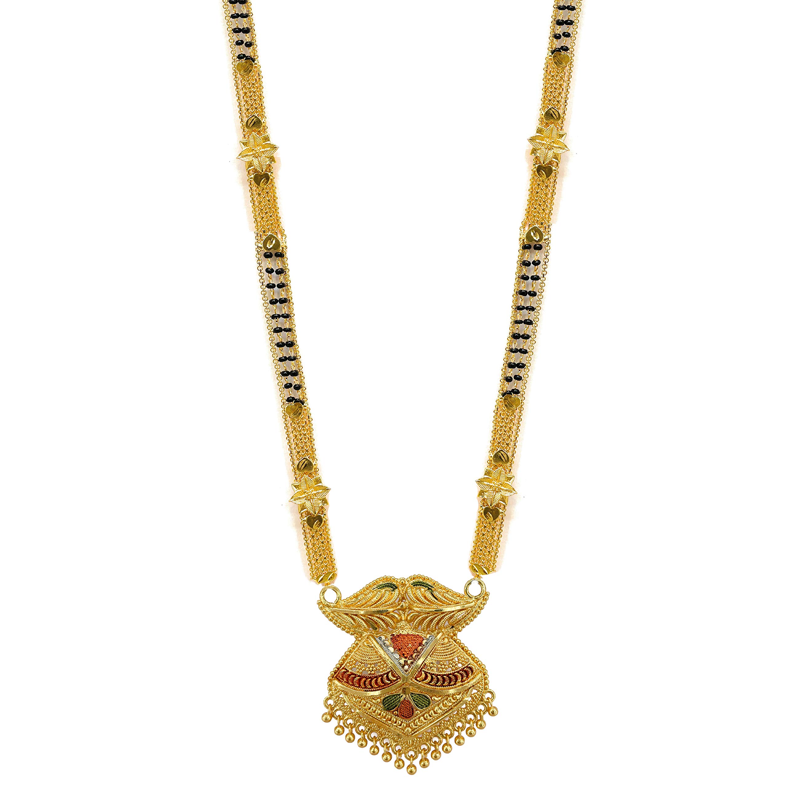 Brado Jewellery Traditional Necklace Pendant Gold Palted Glorious Hand Meena 30 inch Long Mangalsutra/Tanmaniya/nallapusalu/Black Beads Mangalsutr For Women Gold long chain (B08XXYMR63) Amazon Price History, Amazon Price Tracker